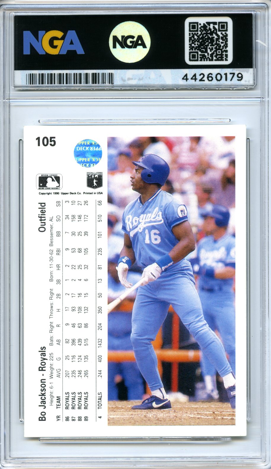 1990 Upper Deck #105a Bo Jackson NGA 9.5