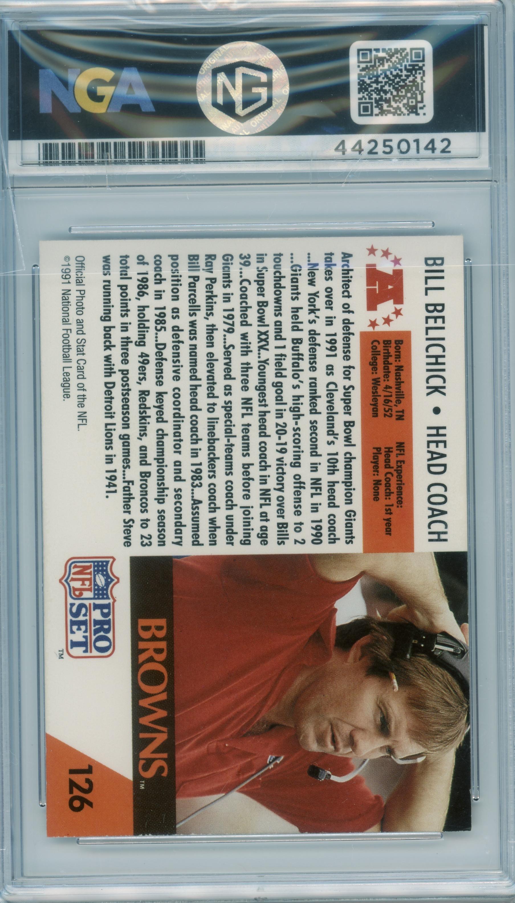 1991 Pro Set #126 Bill Belichick NGA 10