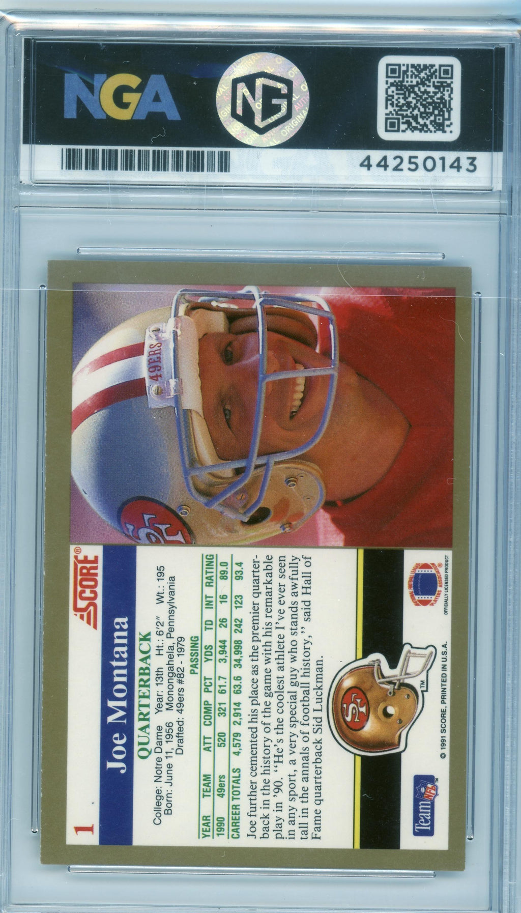 1991 Score #1 Joe Montana Other 8.5