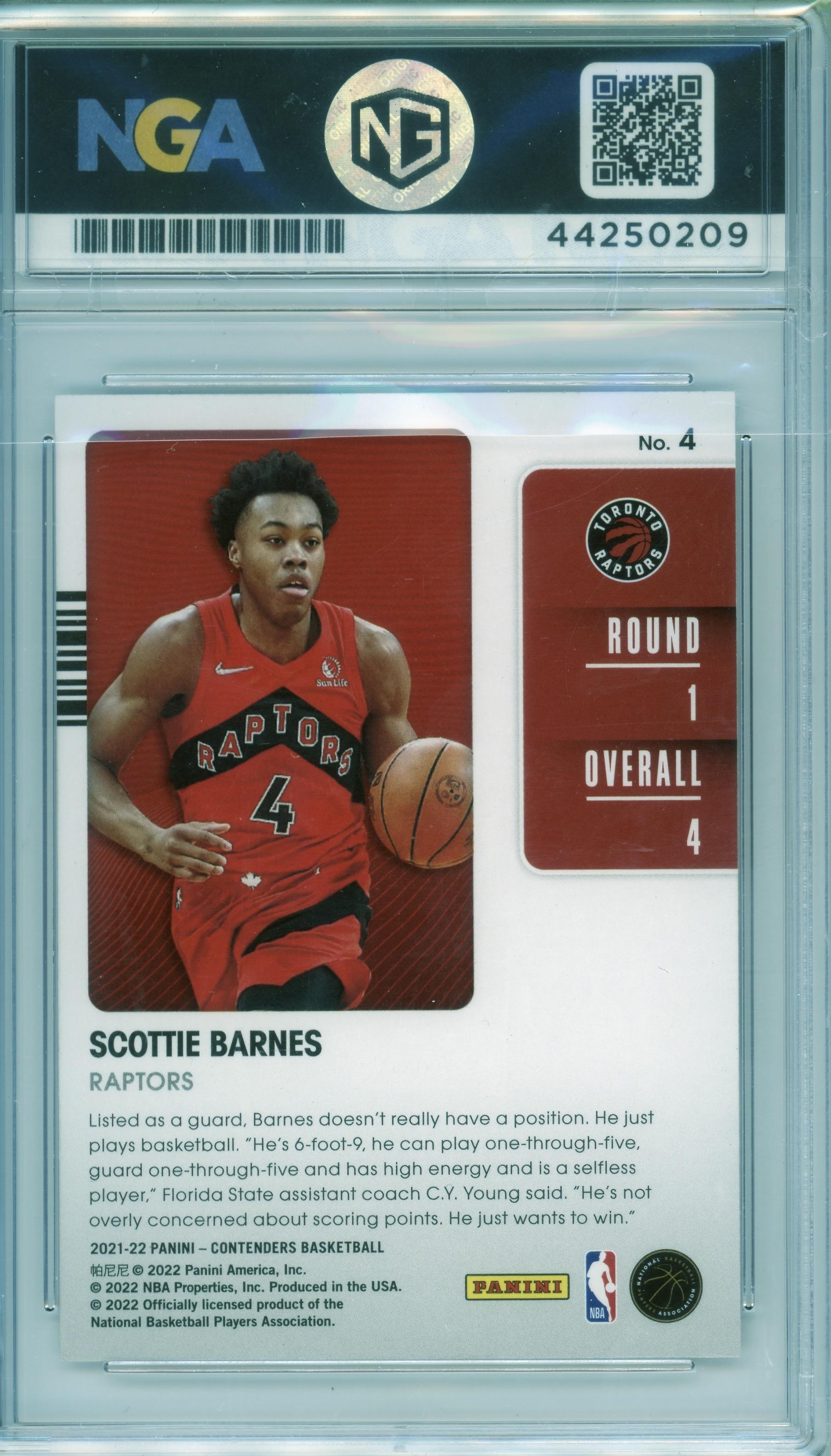 2021-22 Panini Contenders #4 Scottie Barnes 2021 Draft Class Other 10