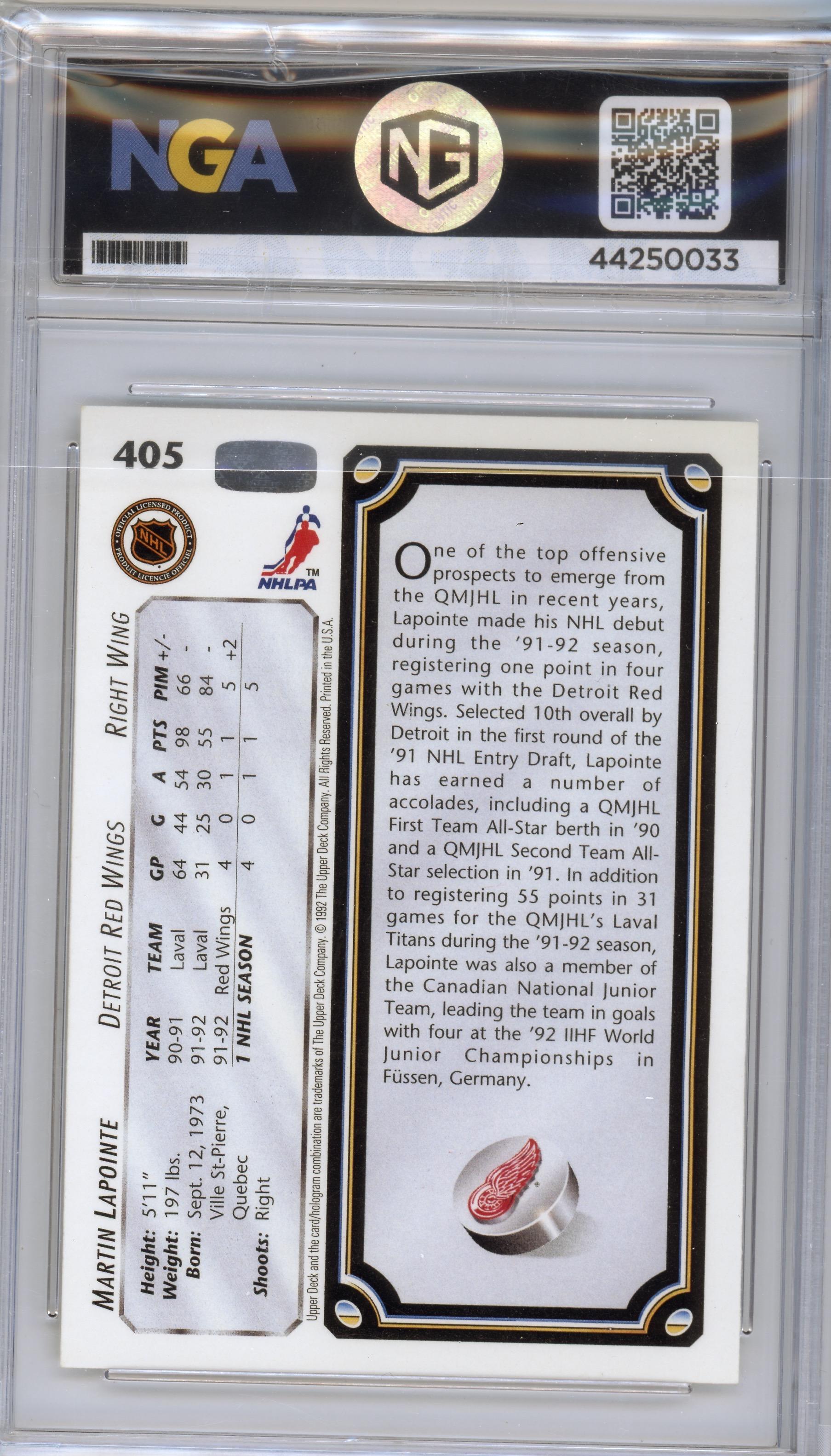 1992-93 Upper Deck #405 Martin Lapointe Other 9