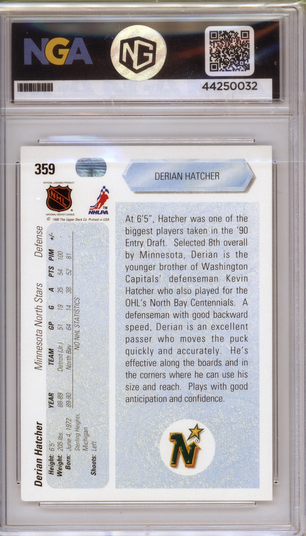 1990-91 Upper Deck #359d Derian Hatcher Other 8.5