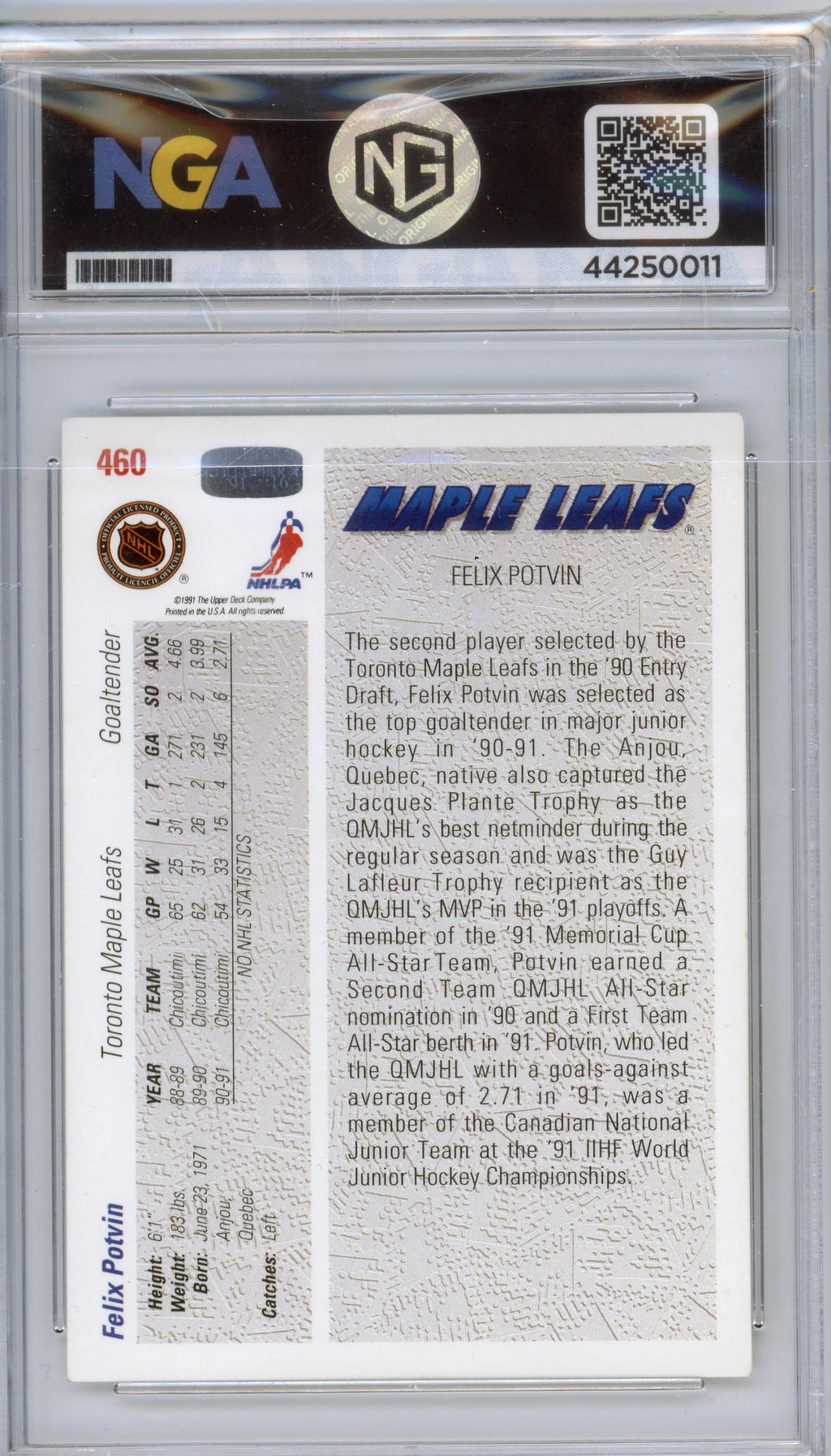 1991-92 Upper Deck #460 Felix Potvin Other 9