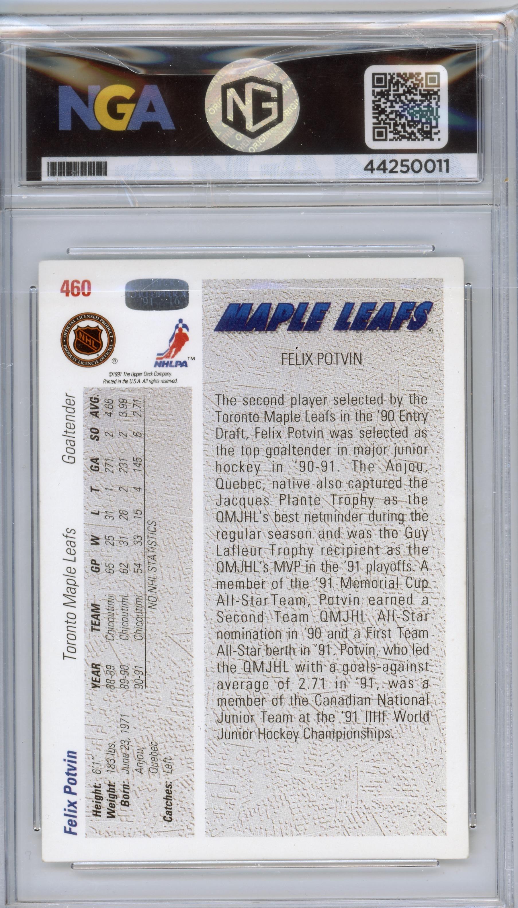 1991-92 Upper Deck #460 Felix Potvin Other 9