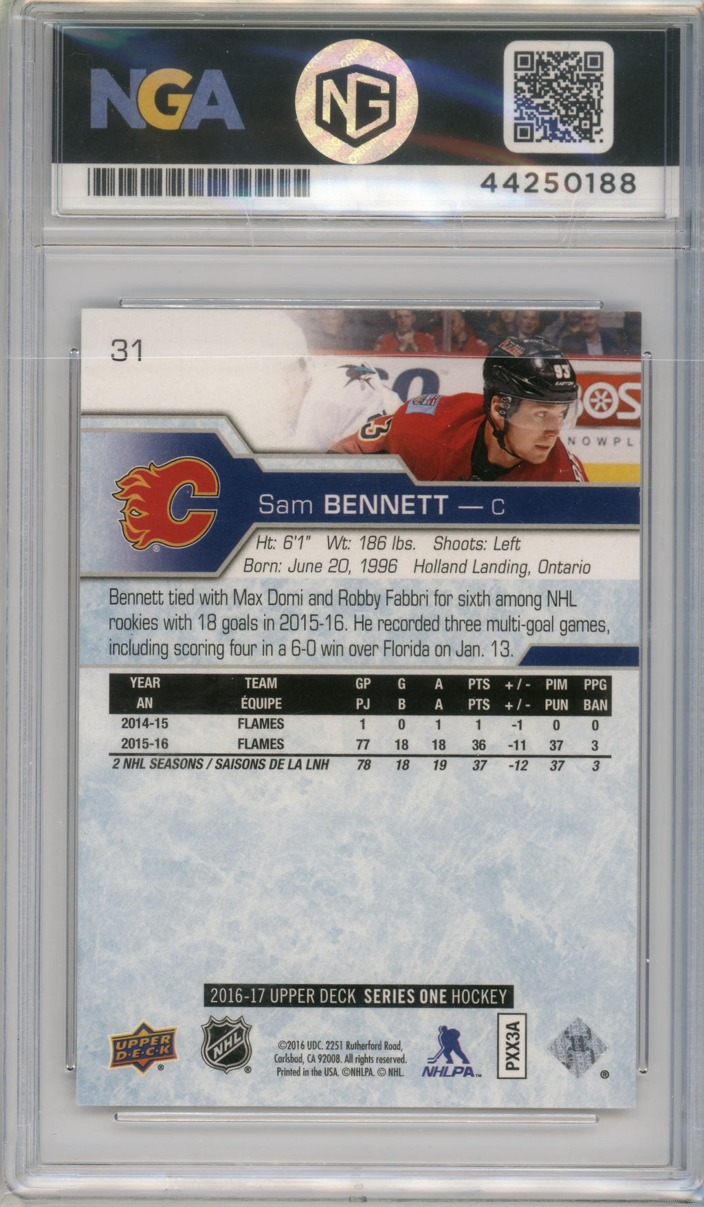 2016-17 Upper Deck #31 Sam Bennett Other 10