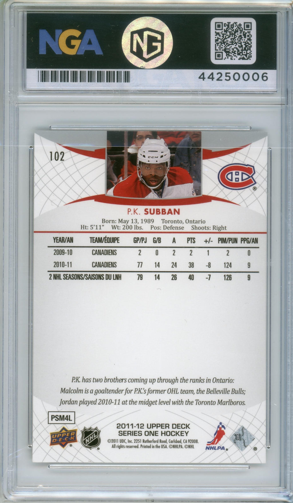2011-12 Upper Deck #102 P.K. Subban Other 9