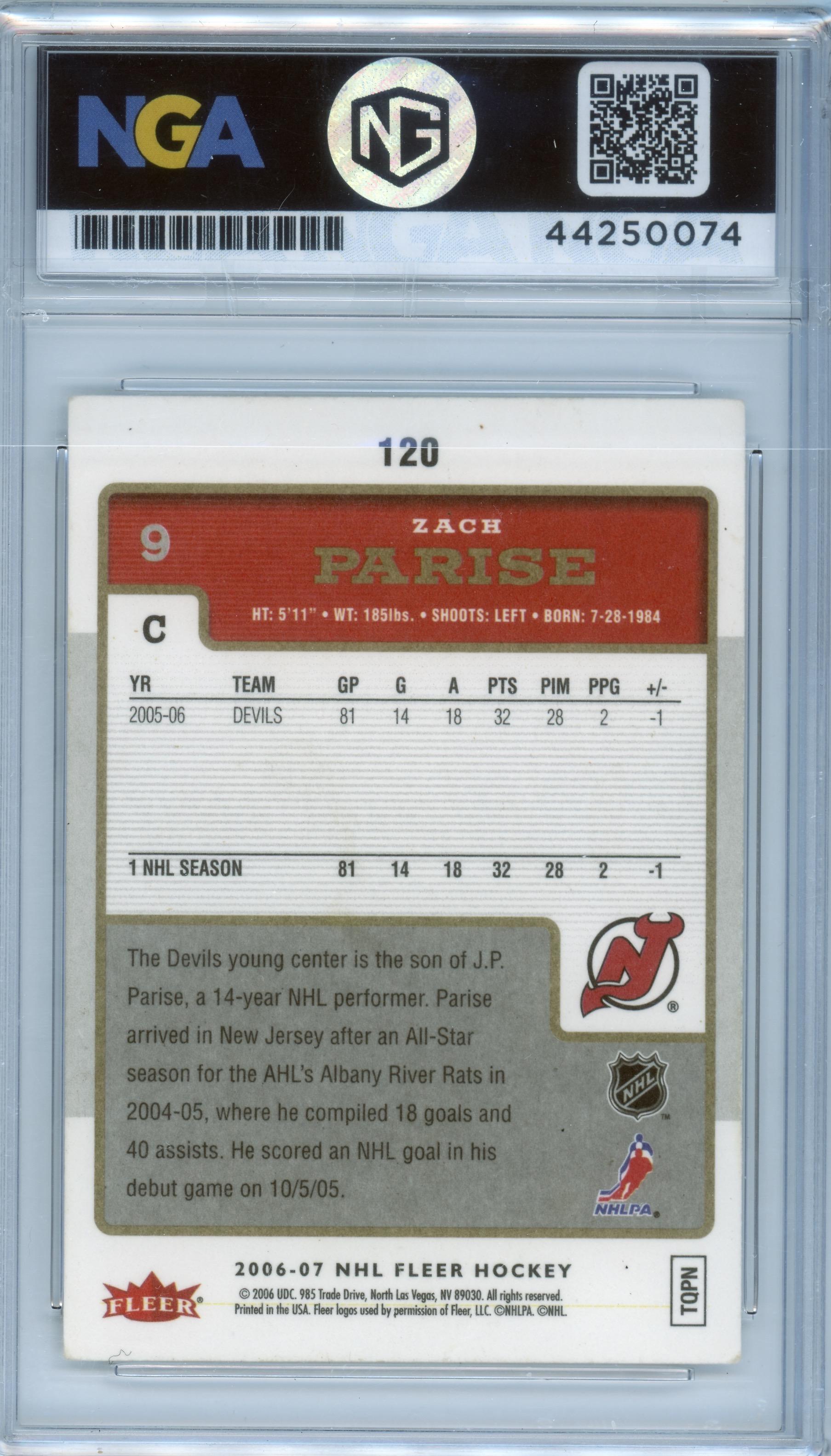 2006-07 Fleer #120 Zach Parise Other 8.5