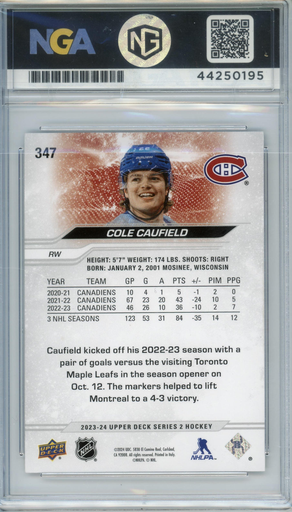 2023-24 Upper Deck #347 Cole Caufield Other 10