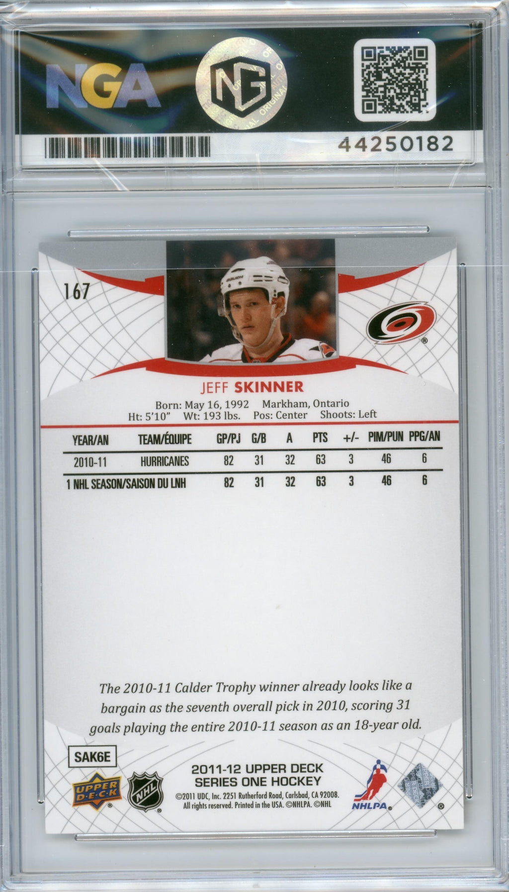 2011-12 Upper Deck #167 Jeff Skinner Other 10