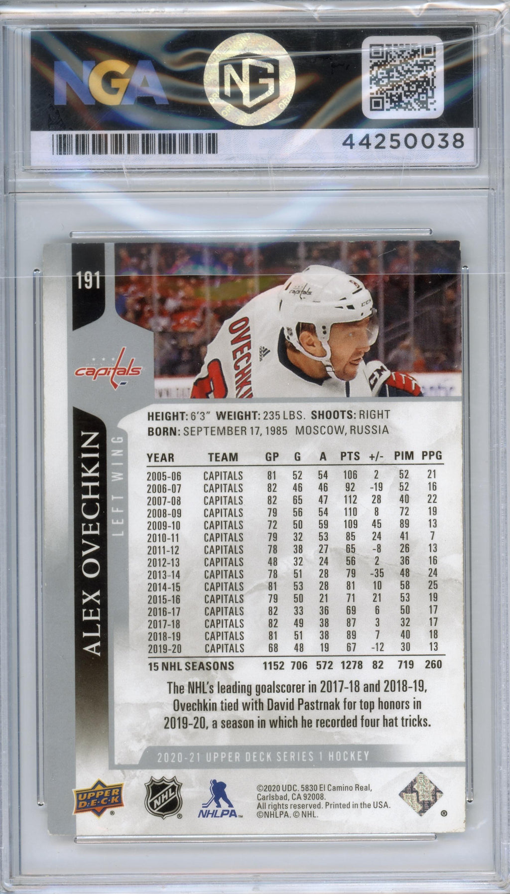 2020-21 Upper Deck #191 Alex Ovechkin UD Exclusives #/100