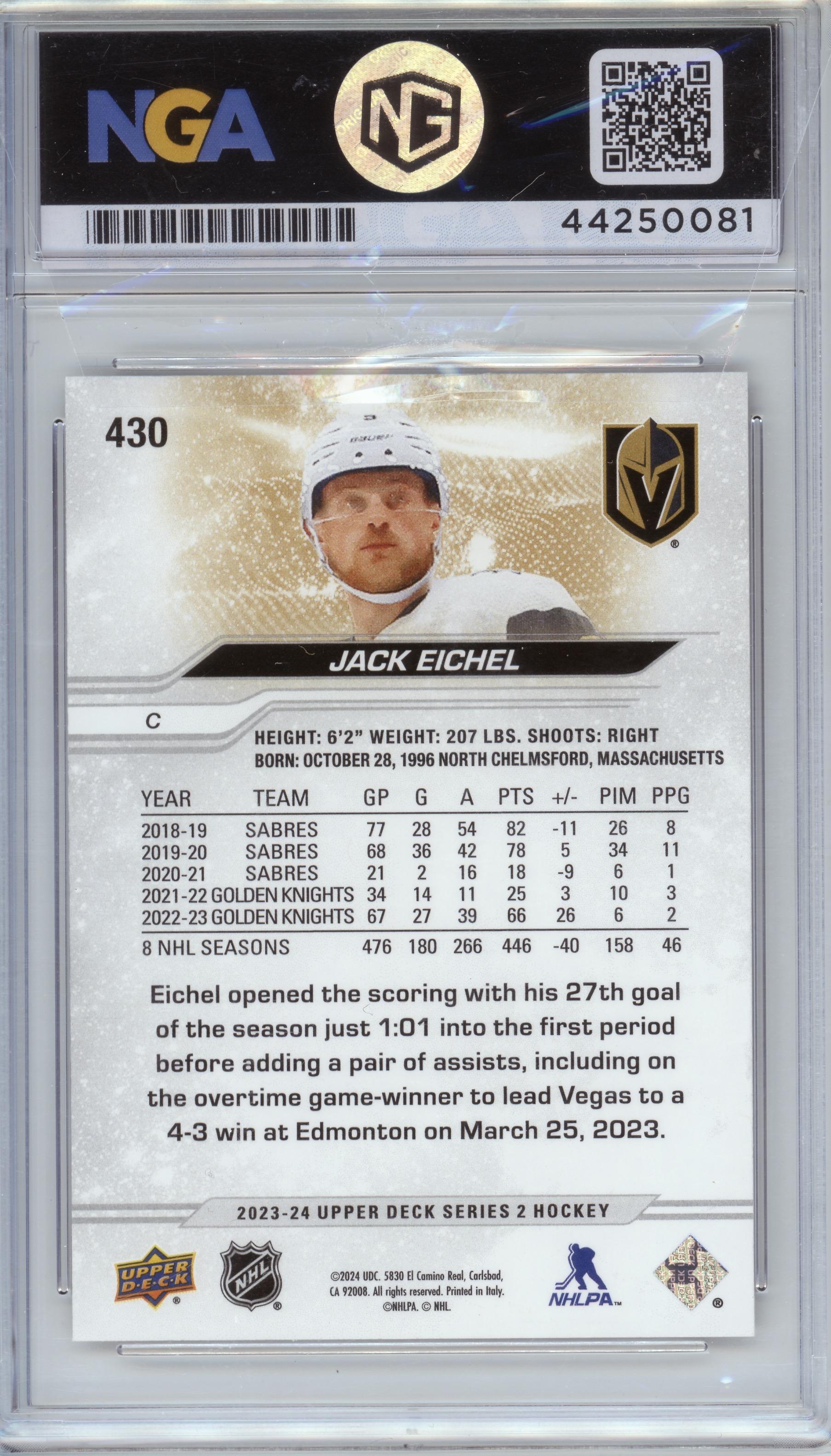 2023-24 Upper Deck #430 Jack Eichel Silver Foil Other 10