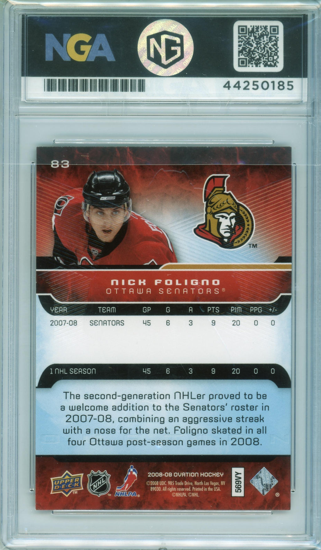 2008-09 Upper Deck Ovation #83 Nick Foligno Other 10