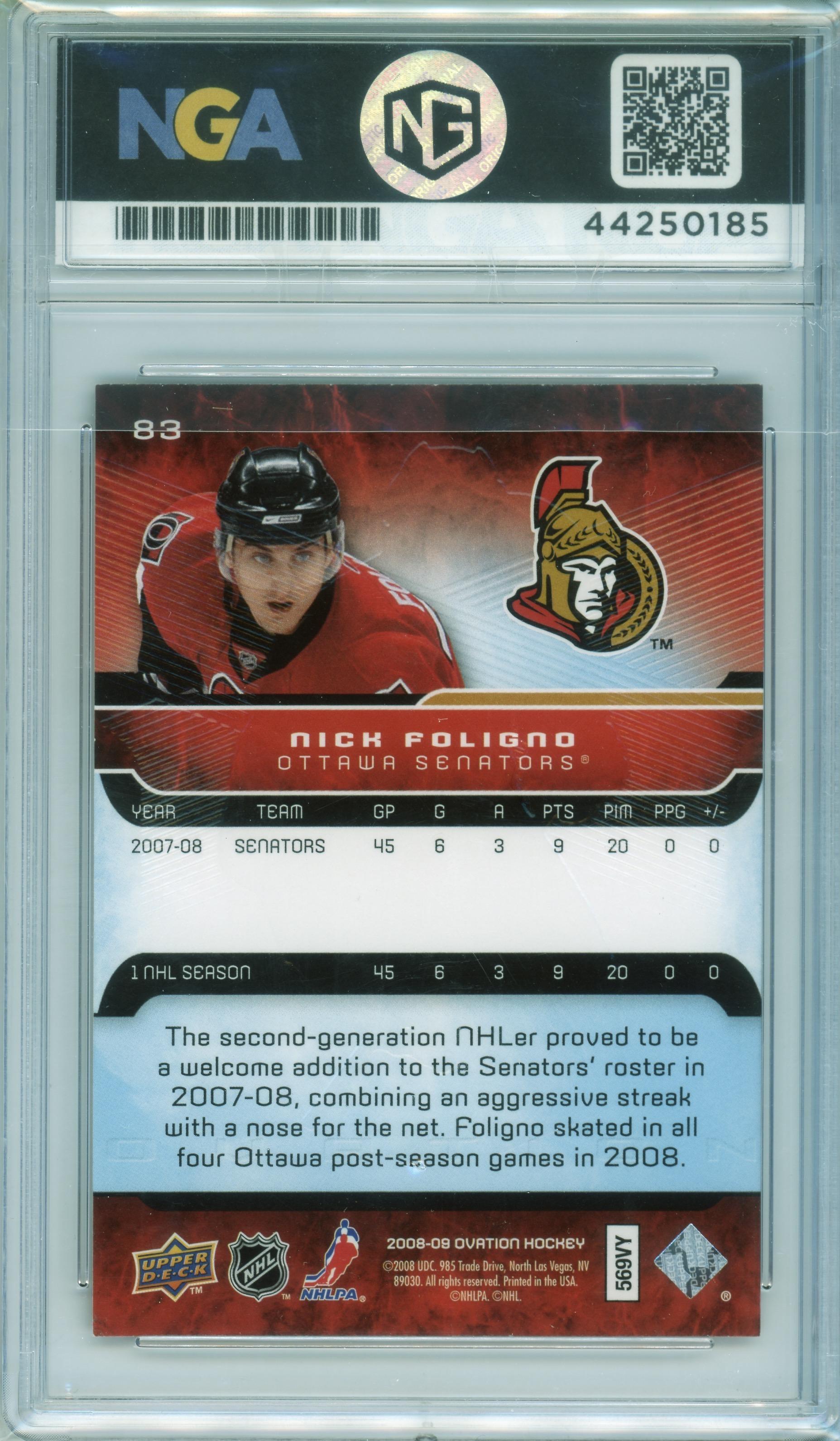 2008-09 Upper Deck Ovation #83 Nick Foligno Other 10