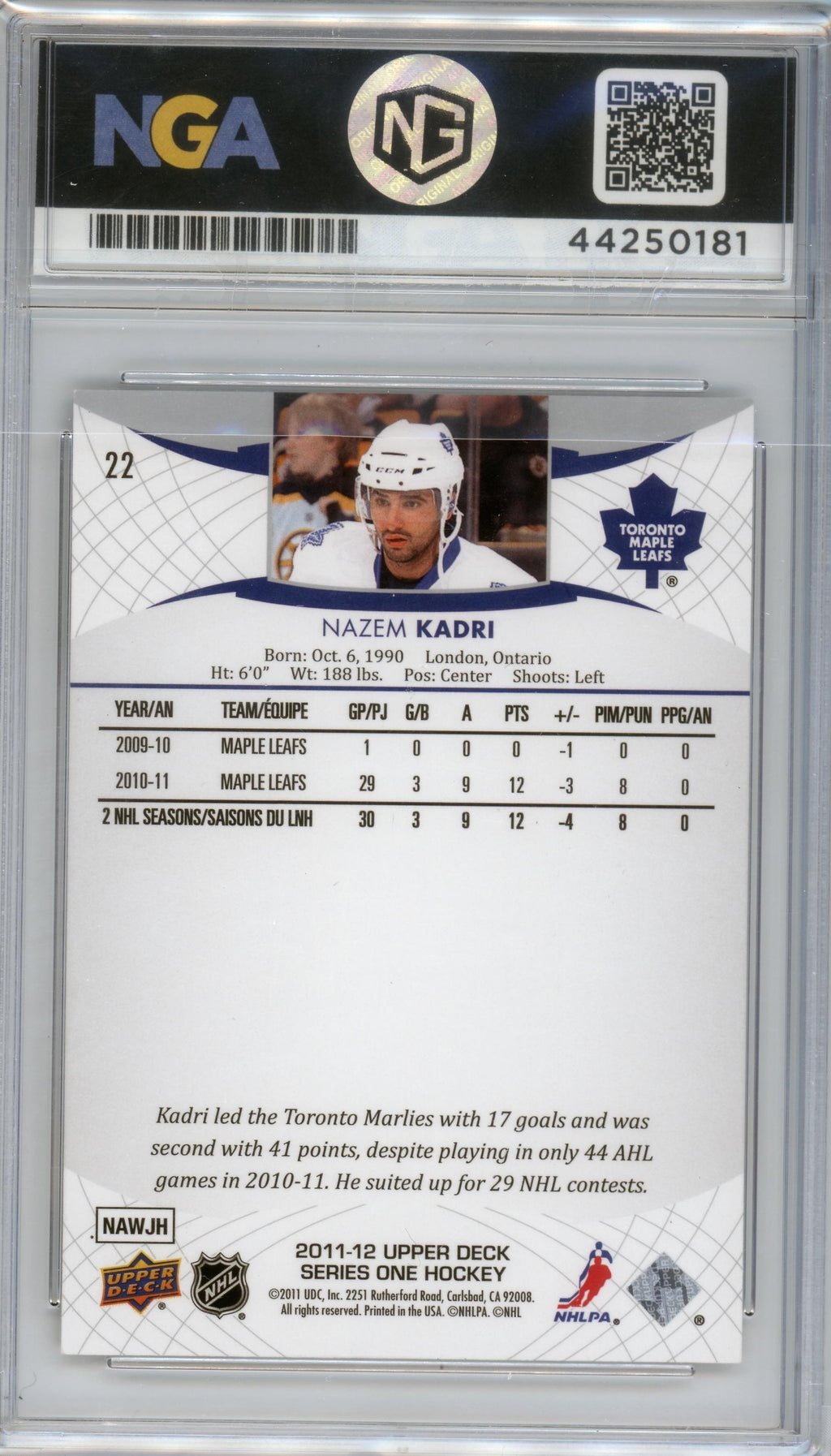 2011-12 Upper Deck #22 Nazem Kadri Other 10