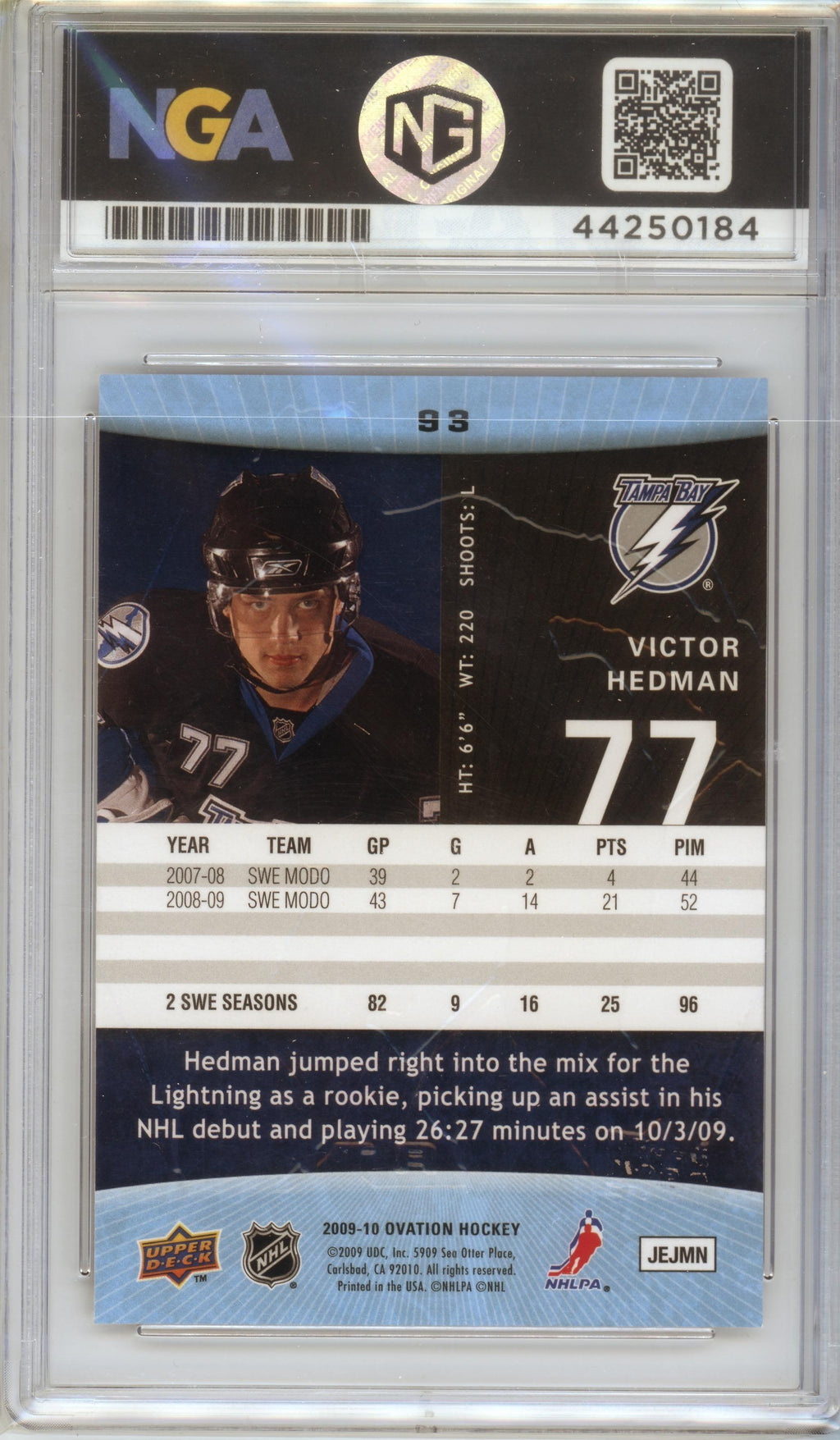 2009-10 Upper Deck Ovation #93 Victor Hedman Other 10