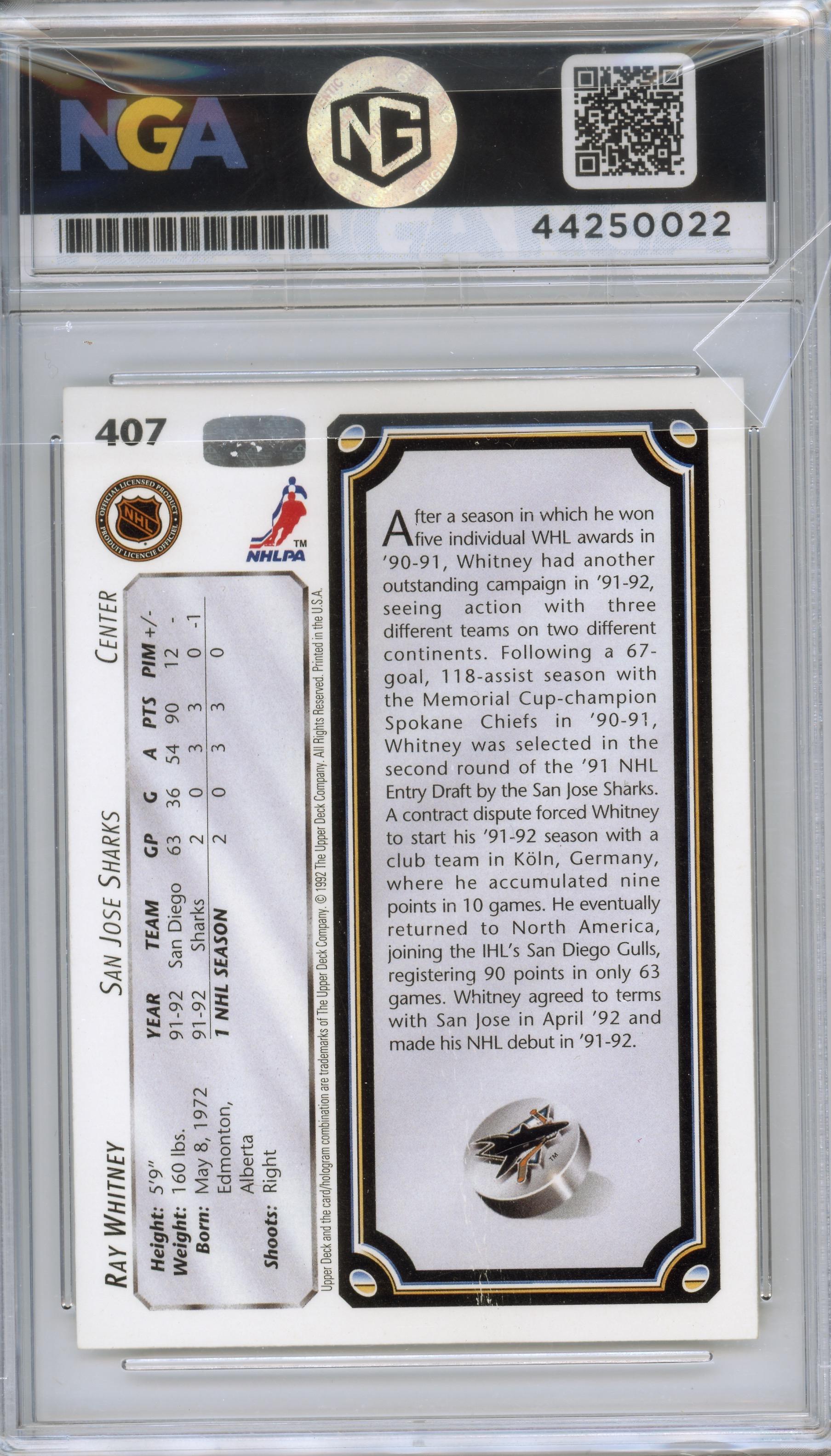 1992-93 Upper Deck #407 Ray Whitney Other 8
