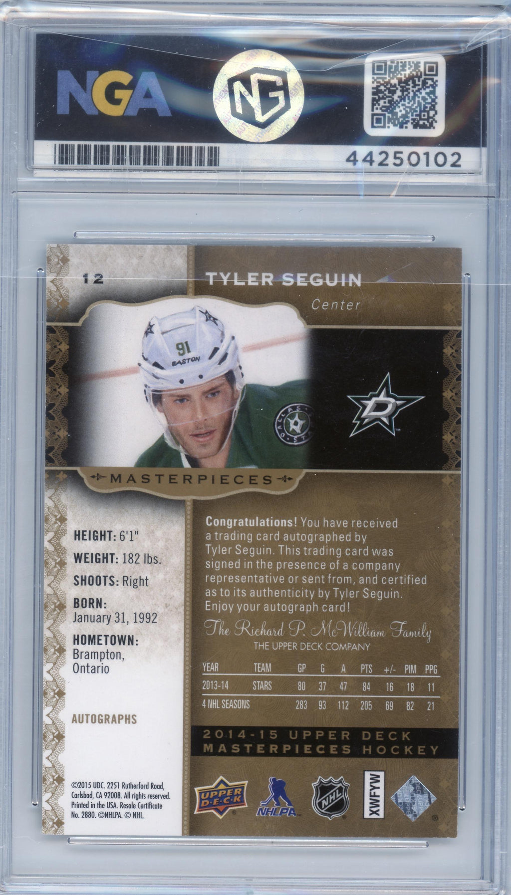 2014-15 Upper Deck Masterpieces #12 Tyler Seguin Other 10