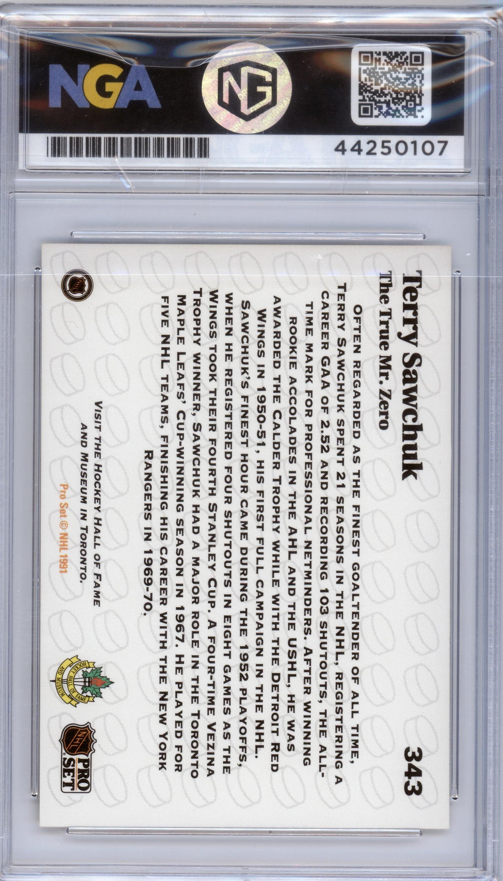 1991-92 Pro Set #343 Terry Sawchuk Other 9.5
