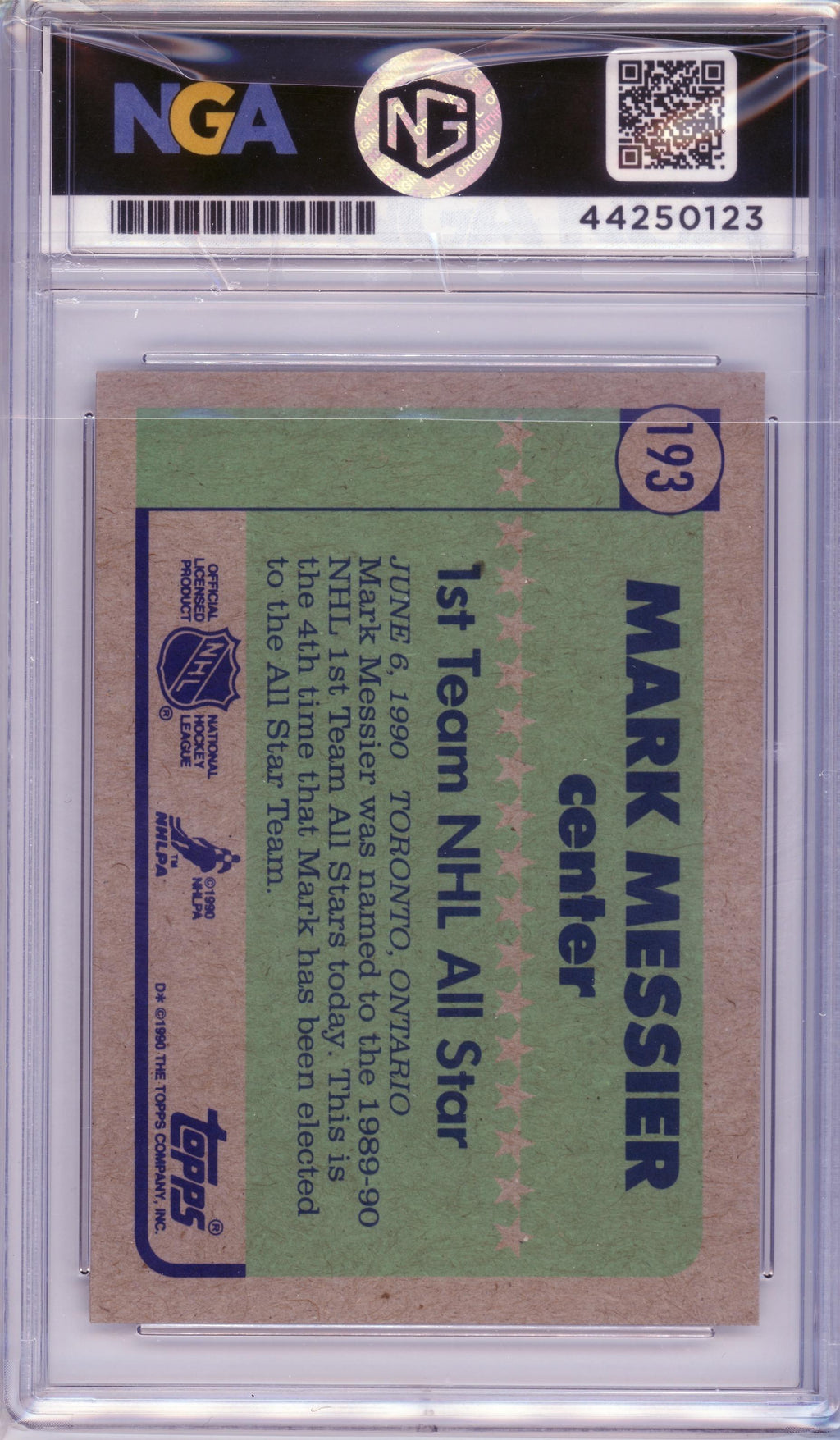1990-91 Topps #193a Mark Messier Other 9