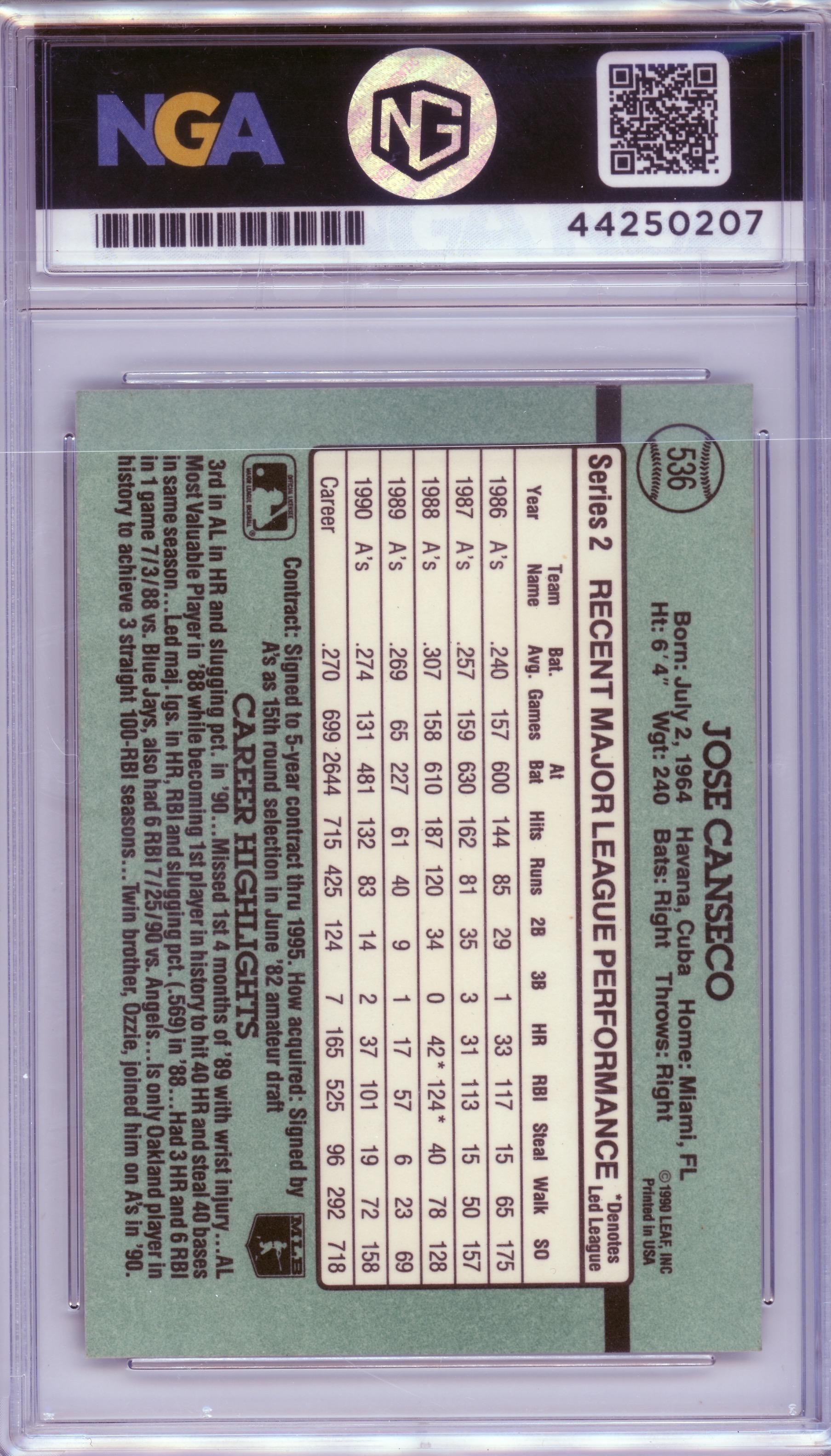 1991 Donruss #536b Jose Canseco Other 9