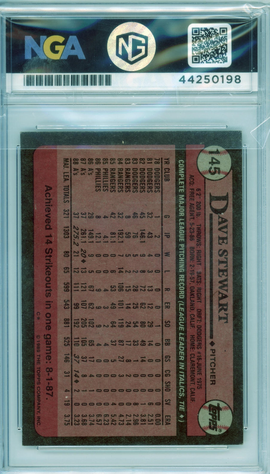 1989 Topps #145 Dave Stewart Other 9