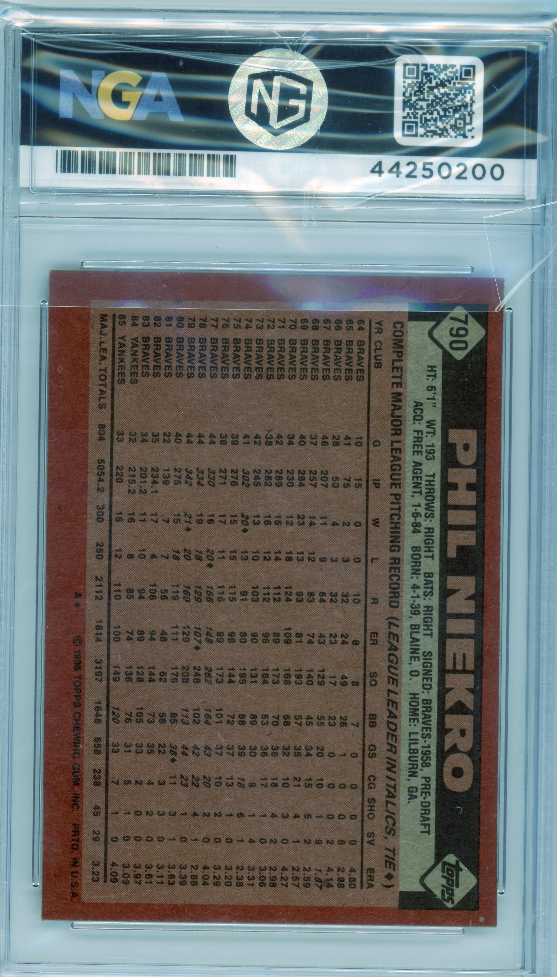 1986 Topps #790 Phil Niekro Other 8