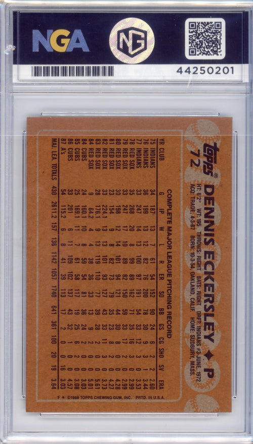 1988 Topps #72 Dennis Eckersley Other 8.5