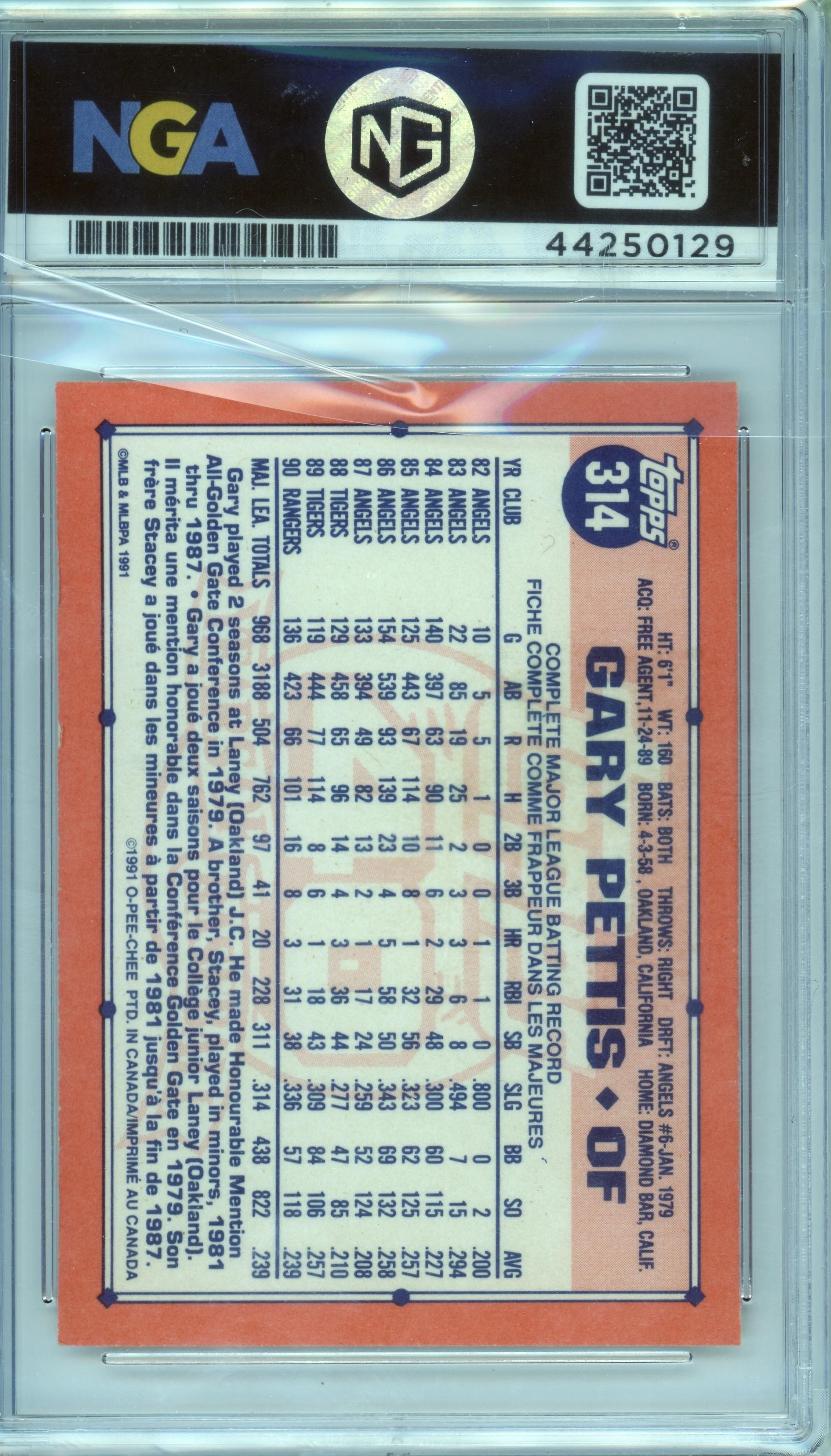 1991 Topps #314 Gary Pettis Other 7