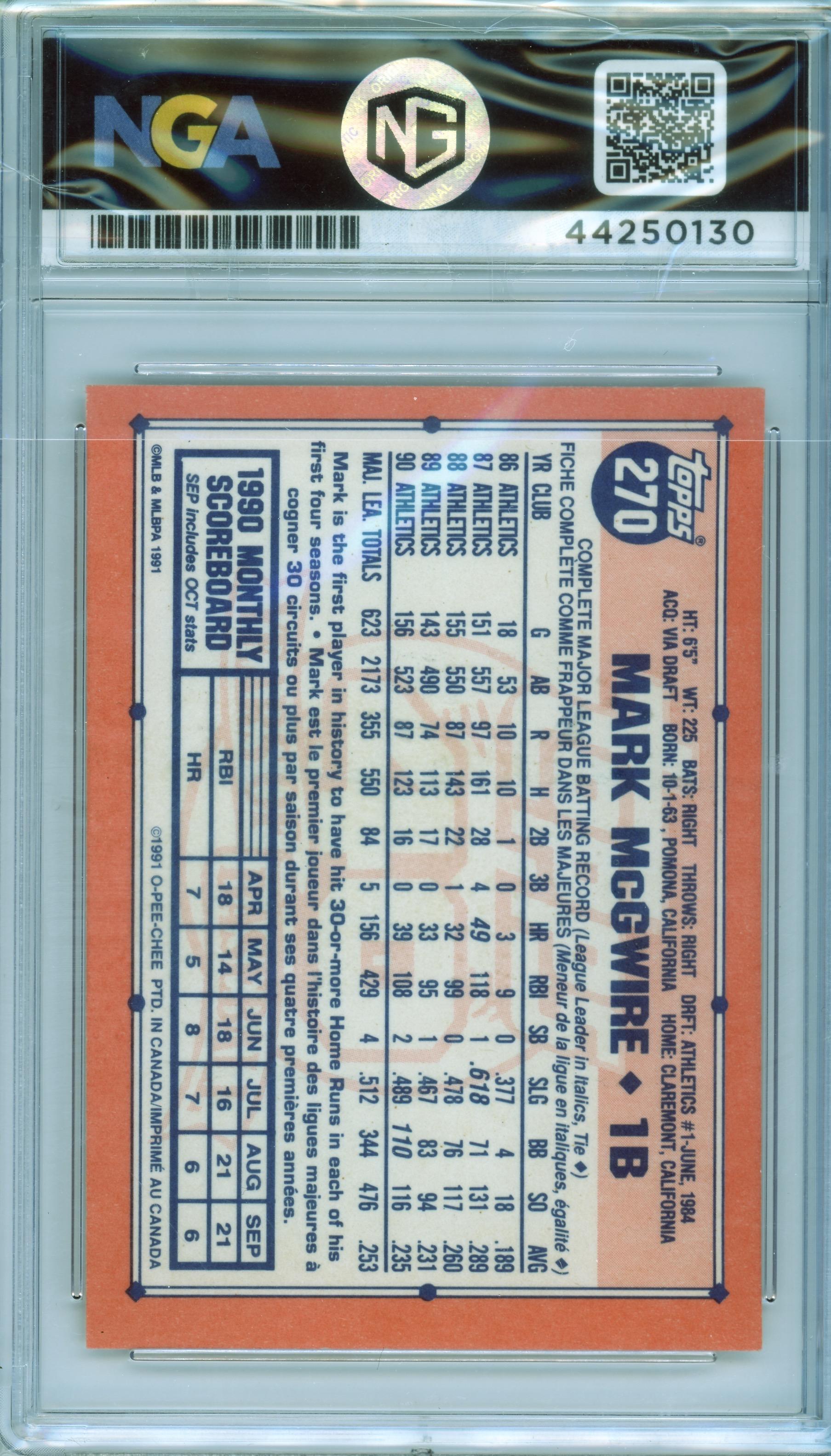 1991 Topps #270e Mark McGwire Other 8.5