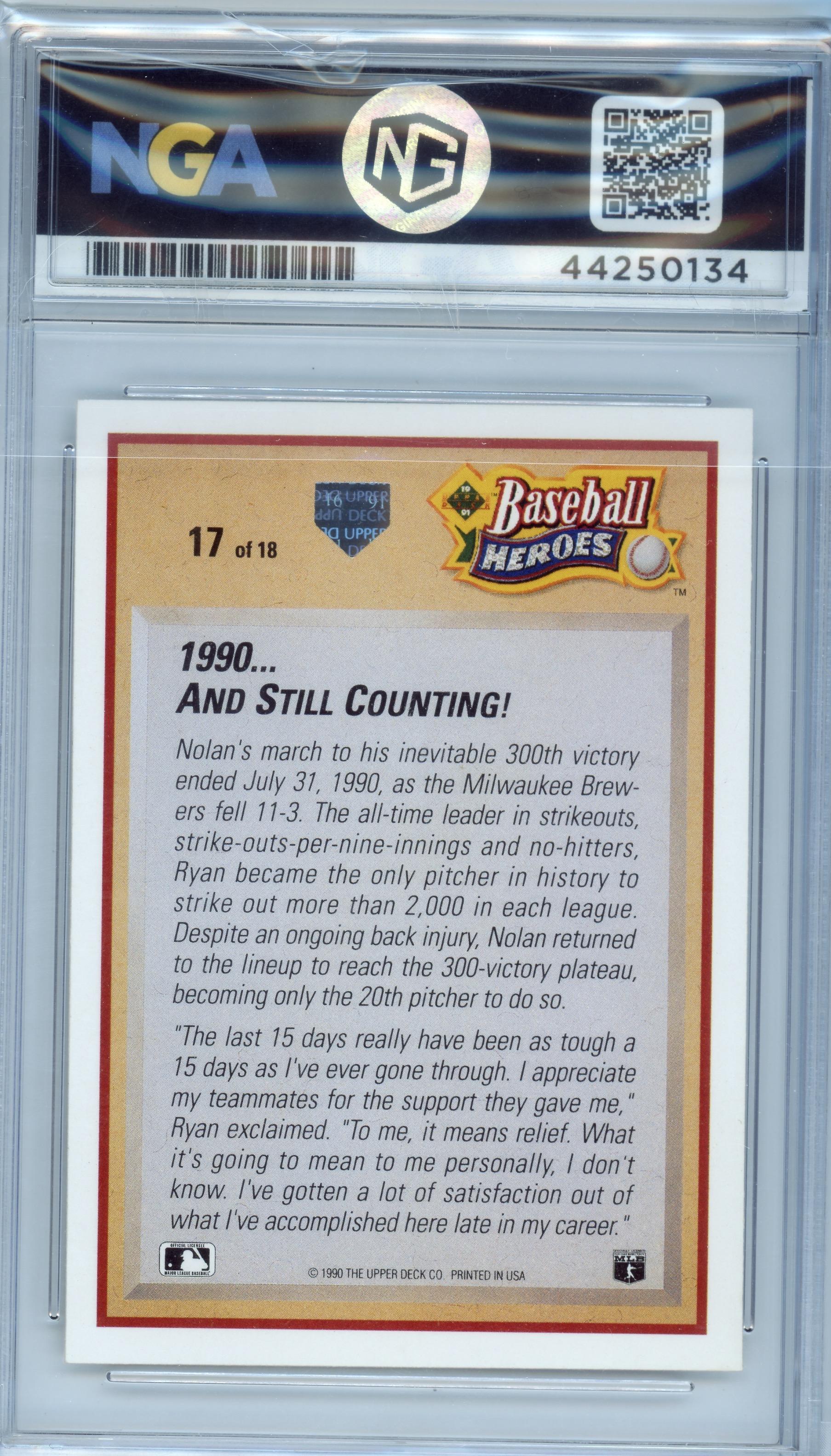 1991 Upper Deck #17 Nolan Ryan Baseball Heroes: Nolan Ryan Other 9.5