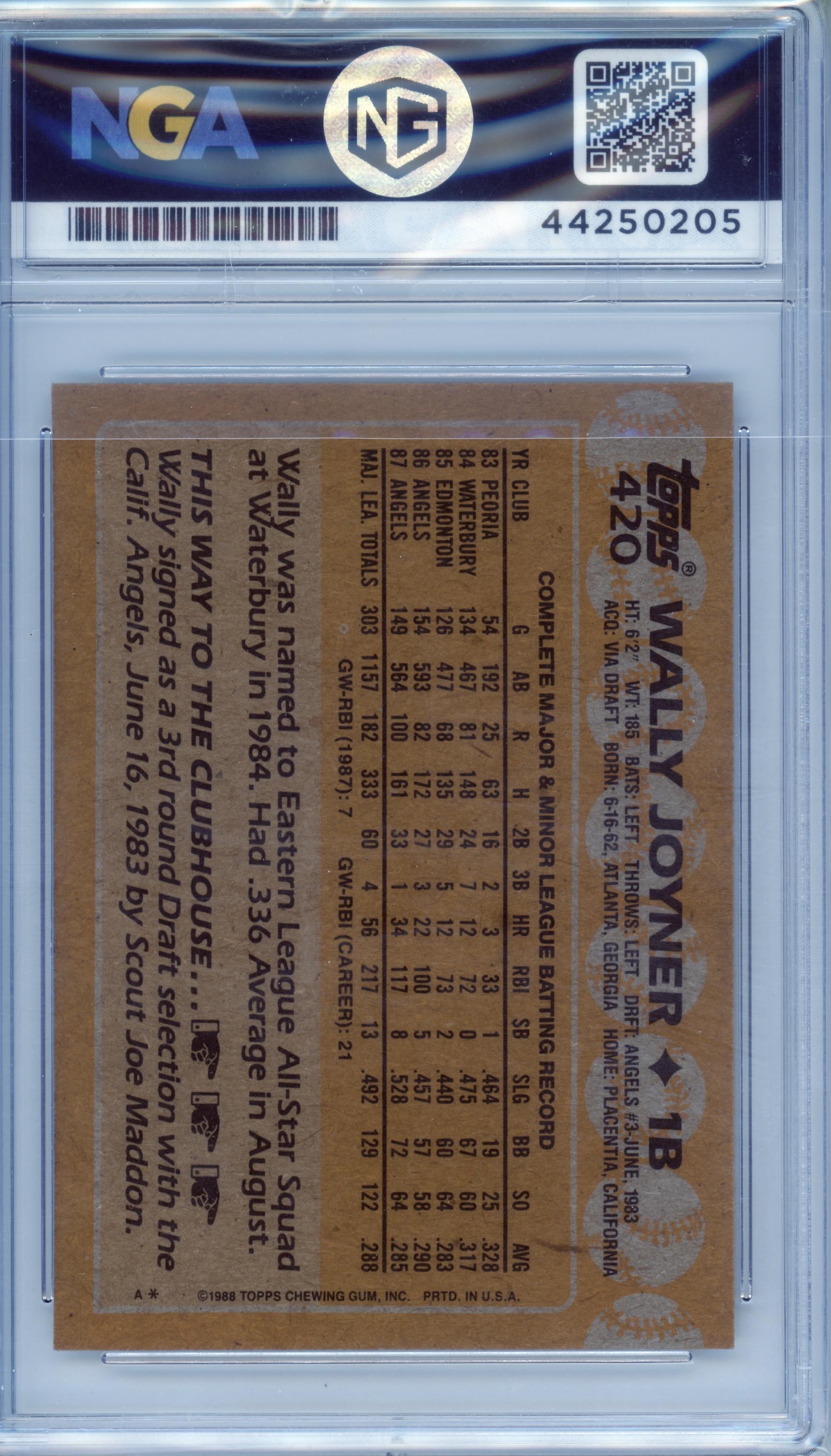 1988 Topps #420 Wally Joyner Other 9