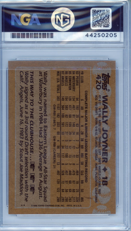 1988 Topps #420 Wally Joyner Other 9