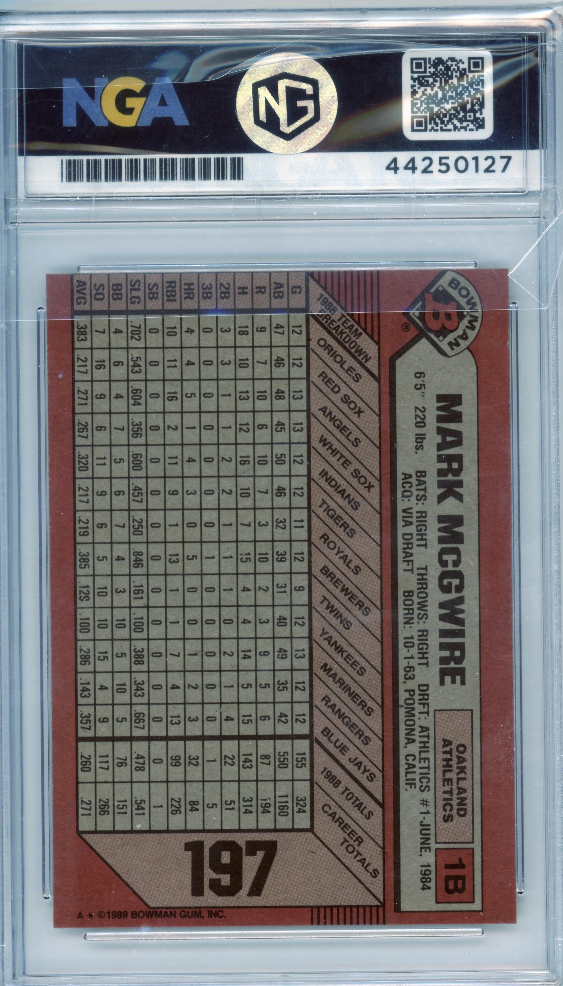 1989 Bowman #197 Mark McGwire Other 6