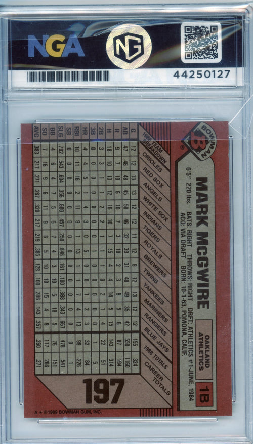1989 Bowman #197 Mark McGwire Other 6