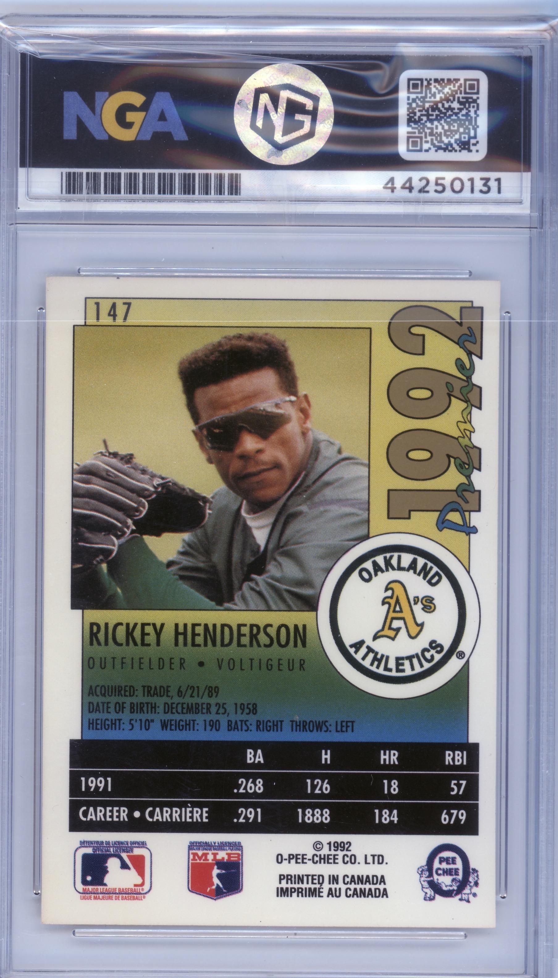 1992 O-Pee-Chee Premier #147 Rickey Henderson Other 8