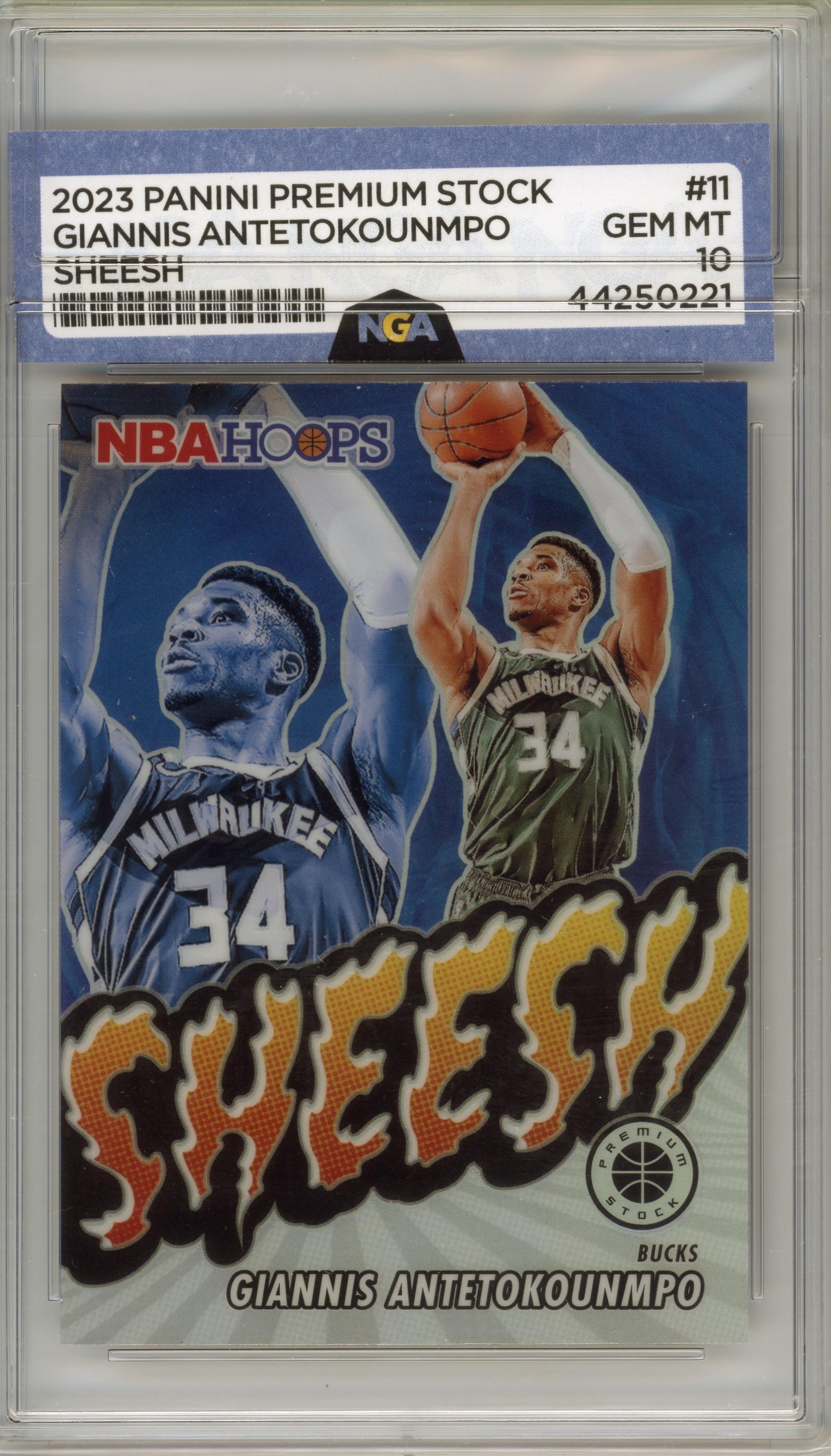 2023-24 Hoops Premium Stock #11 Giannis Antetokounmpo Sheesh Silver Prizm