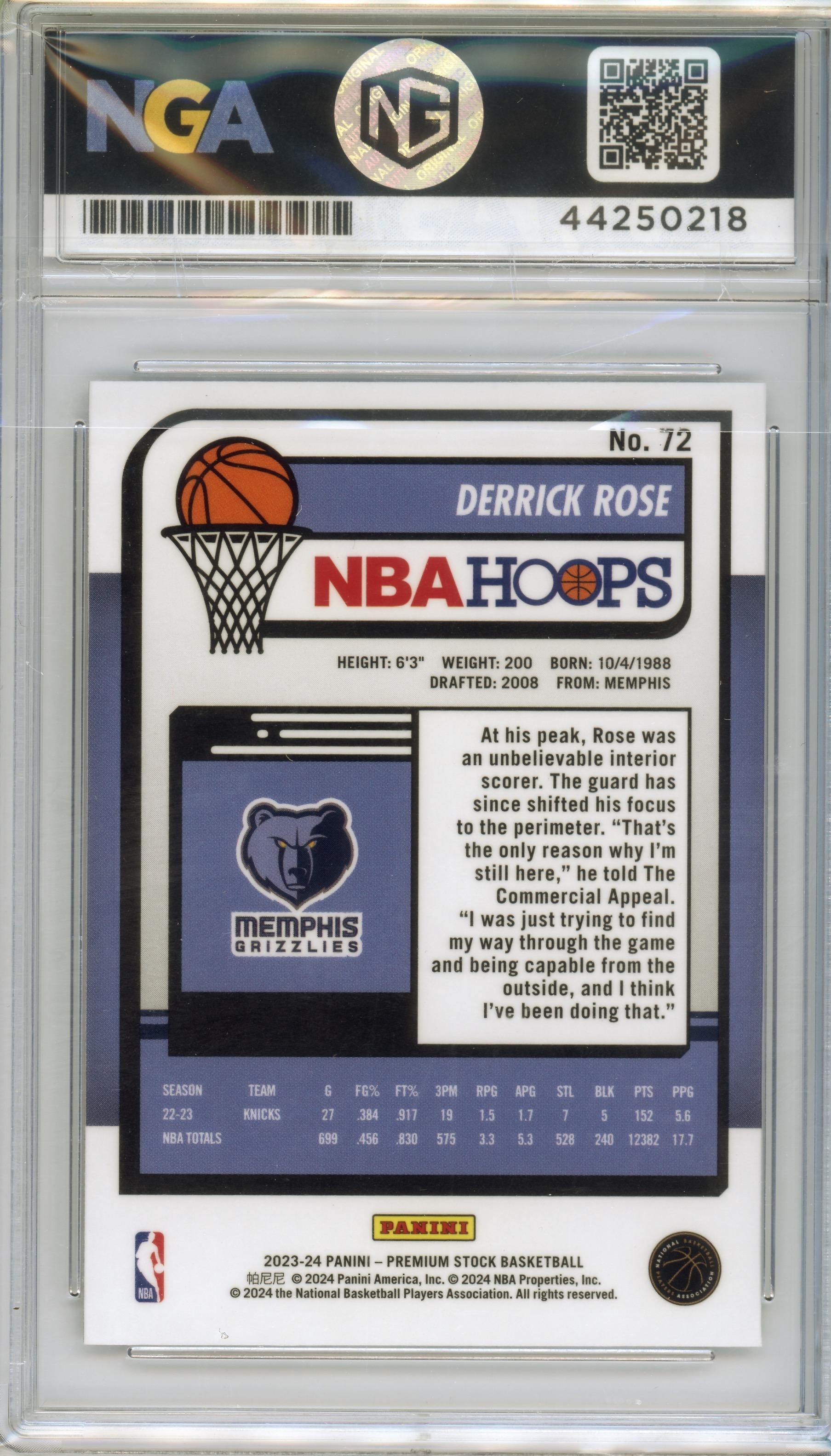 2023-24 Hoops Premium Stock #72 Derrick Rose Premium Other 10