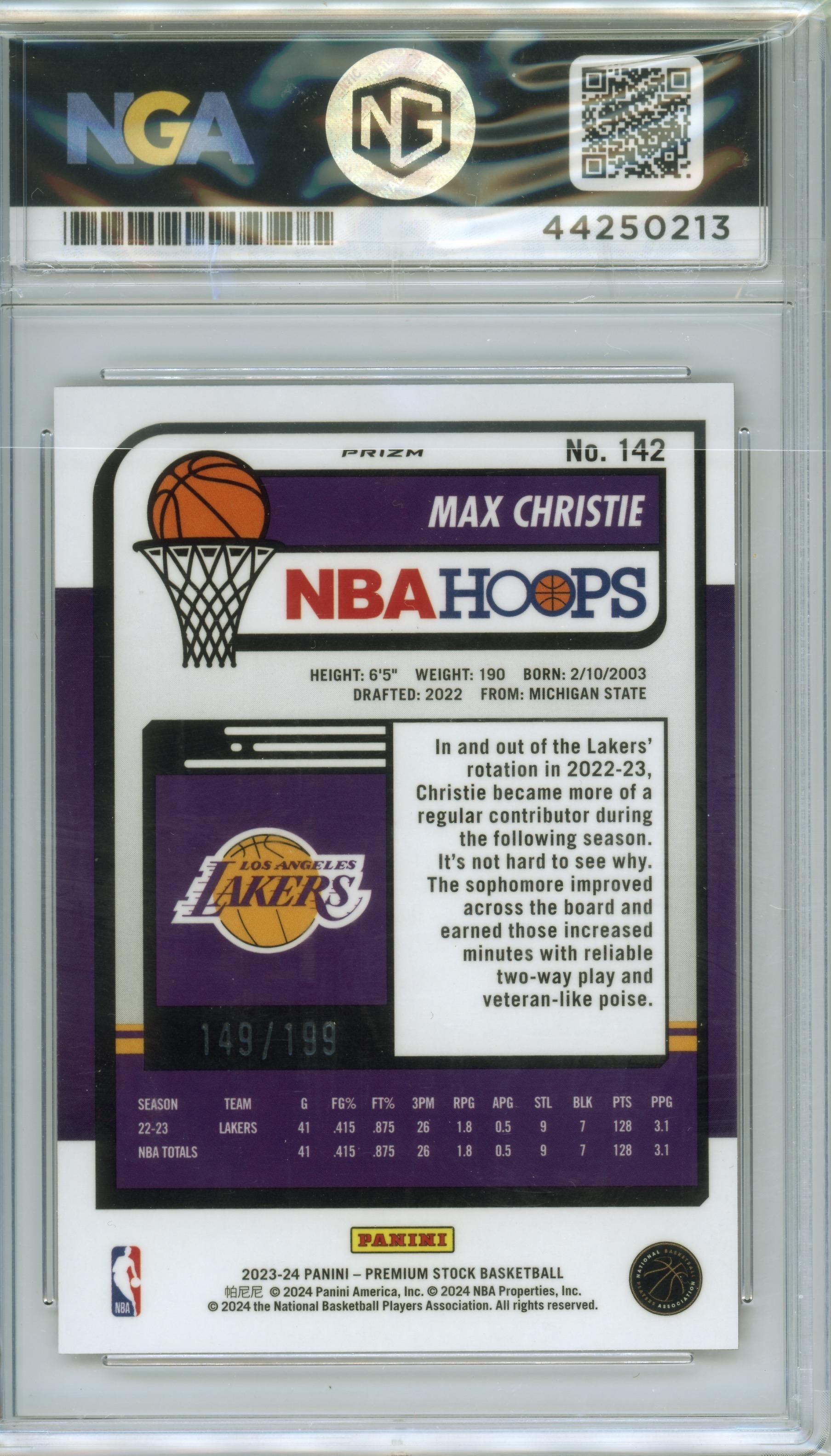 2023-24 Hoops Premium Stock #142 Max Christie Seismic Prizm Other 10