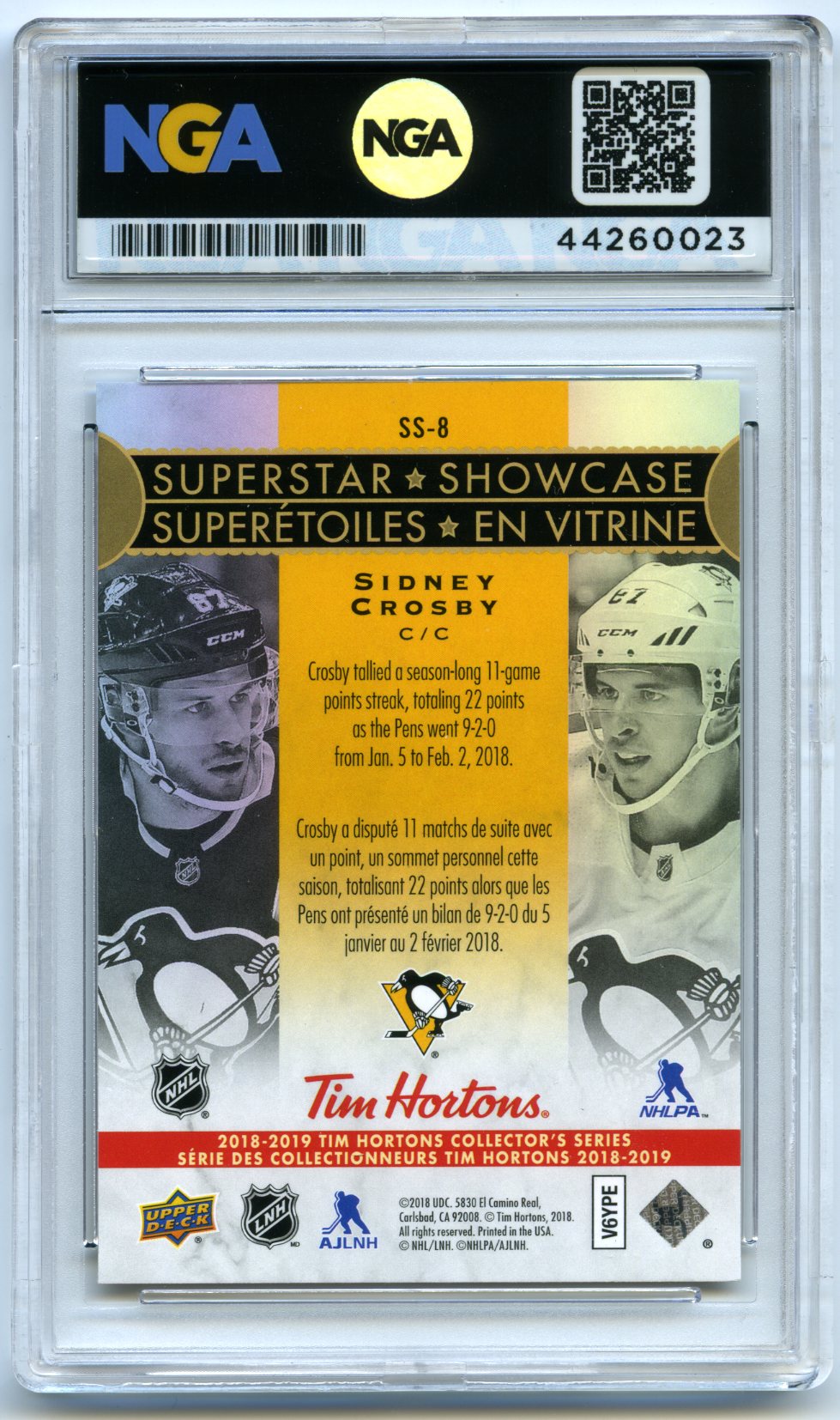 2018-19 Upper Deck Tim Hortons #SS-8 Sidney Crosby Superstar Showcase Other 10