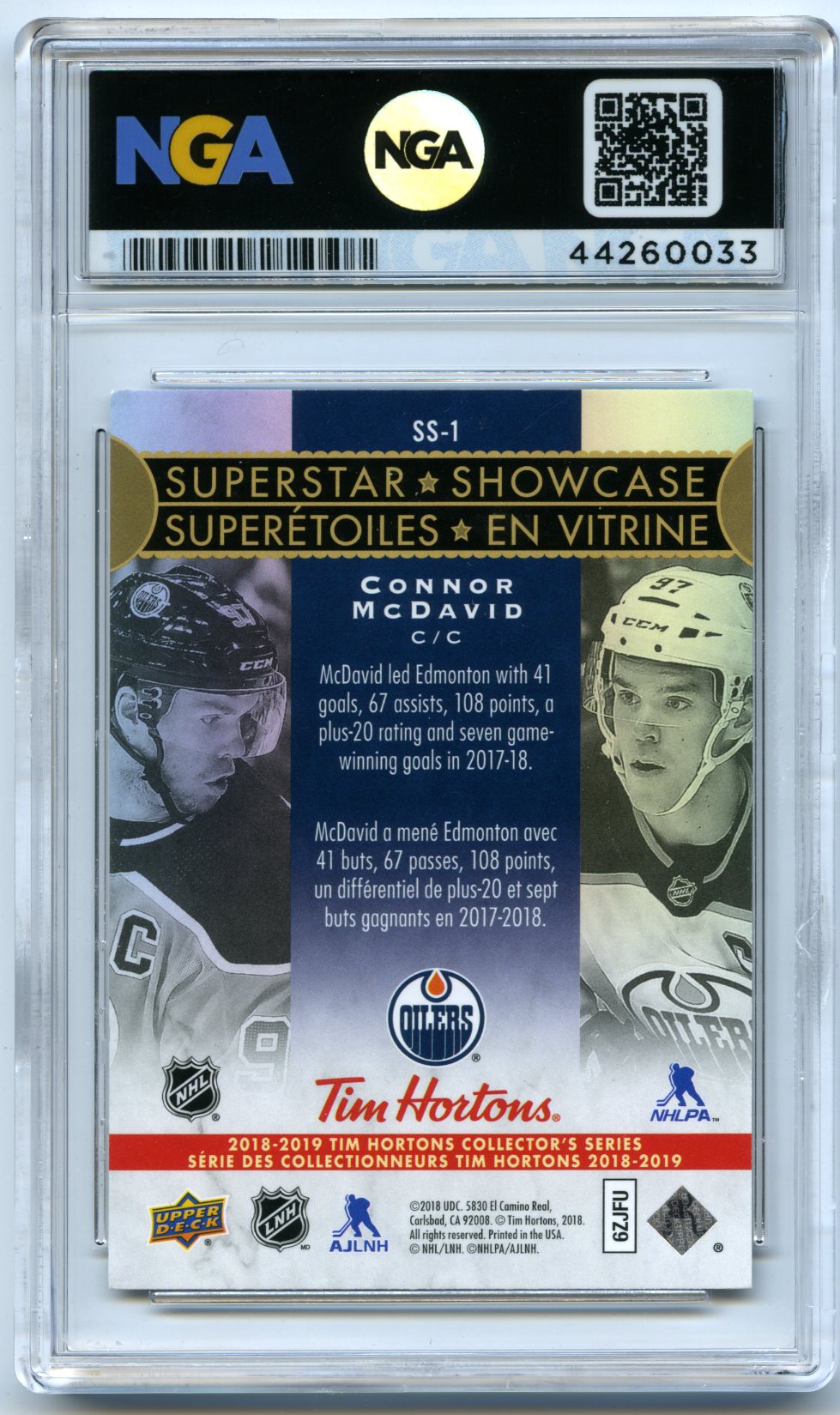 2018-19 Upper Deck Tim Hortons #SS-1 Connor McDavid Superstar Showcase Other 8.5