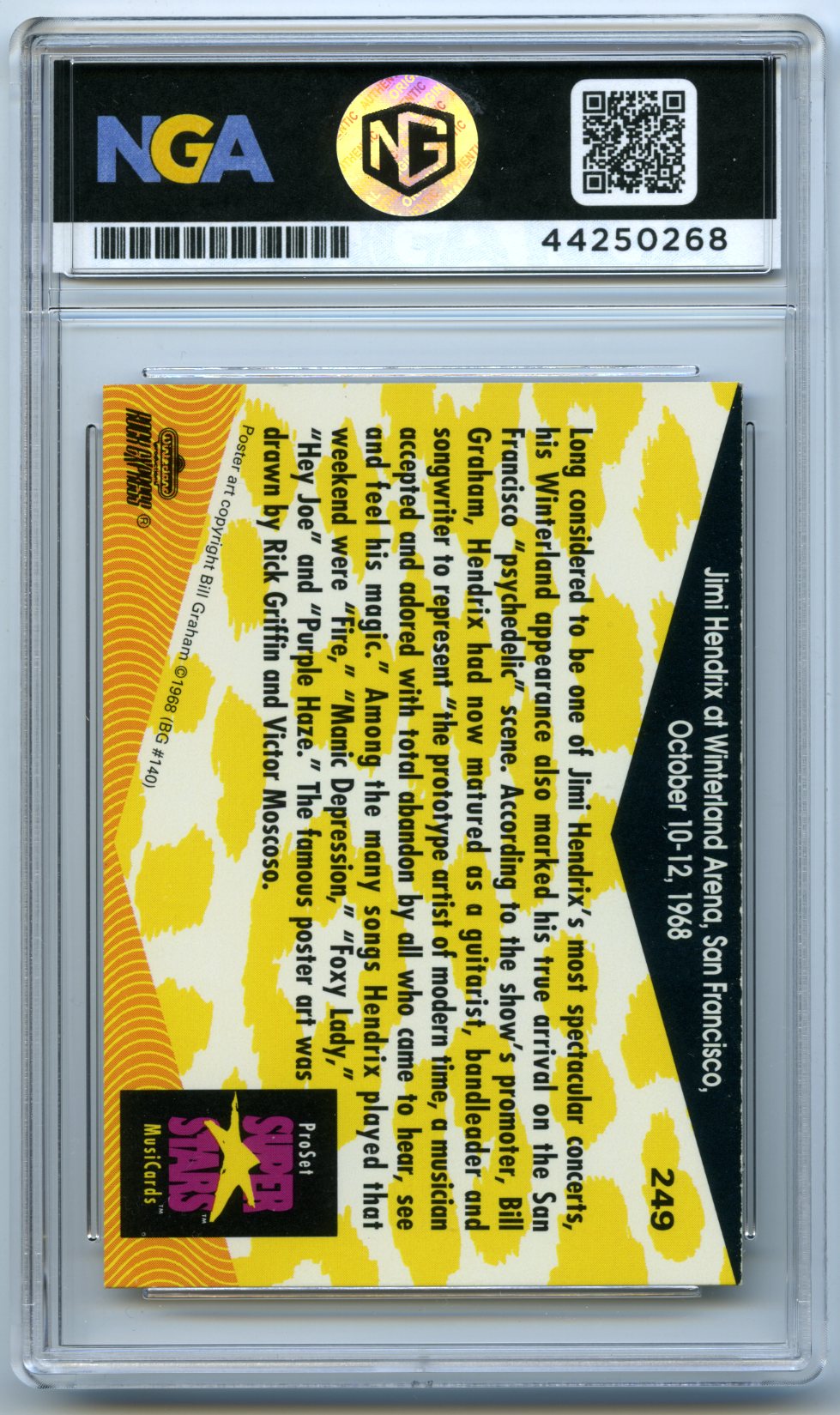 91  Music Card #249 Jimi Hendrix at Winterland Arena, San Fran Other 10