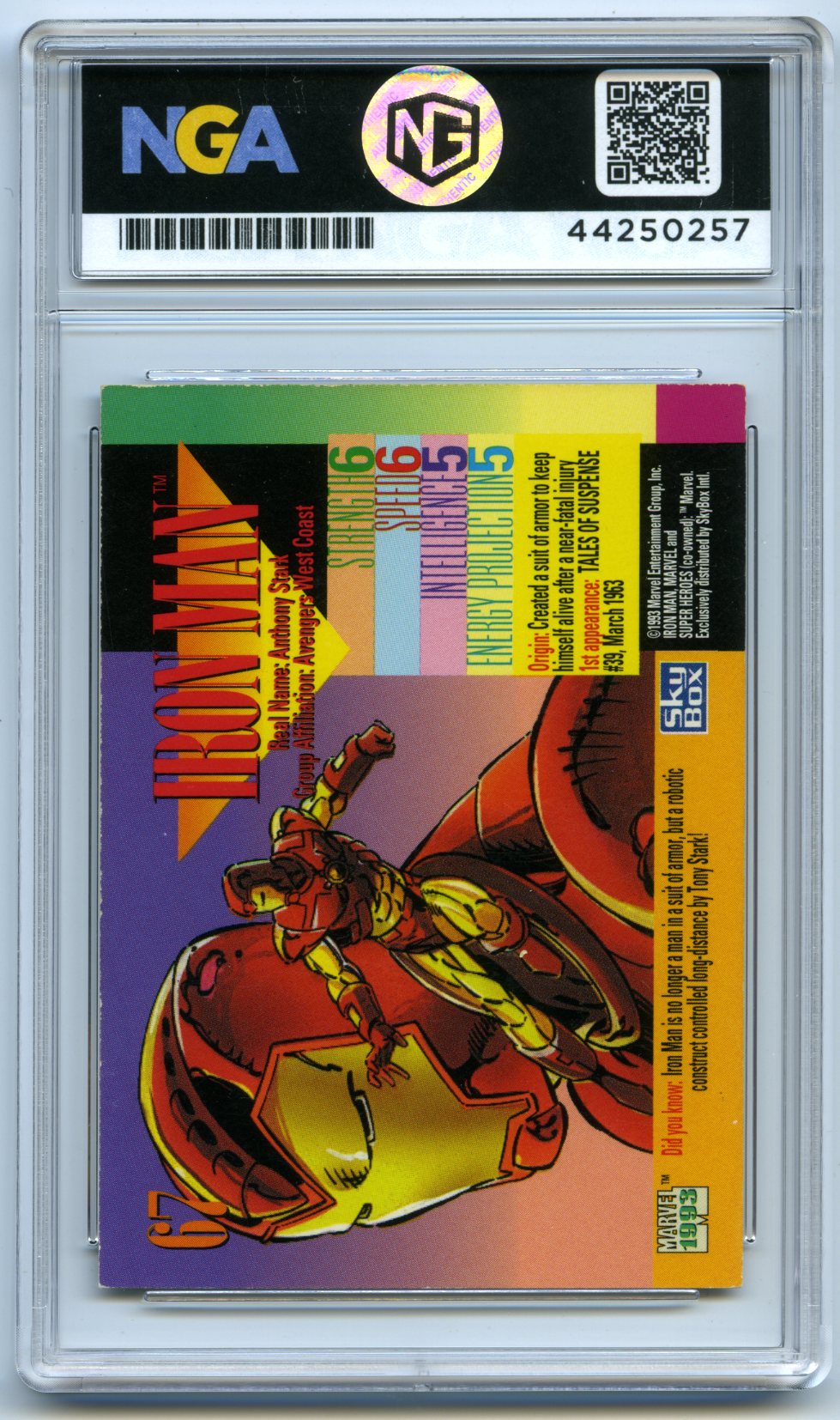 1993 SkyBox Marvel Universe #67 Iron Man Other 10