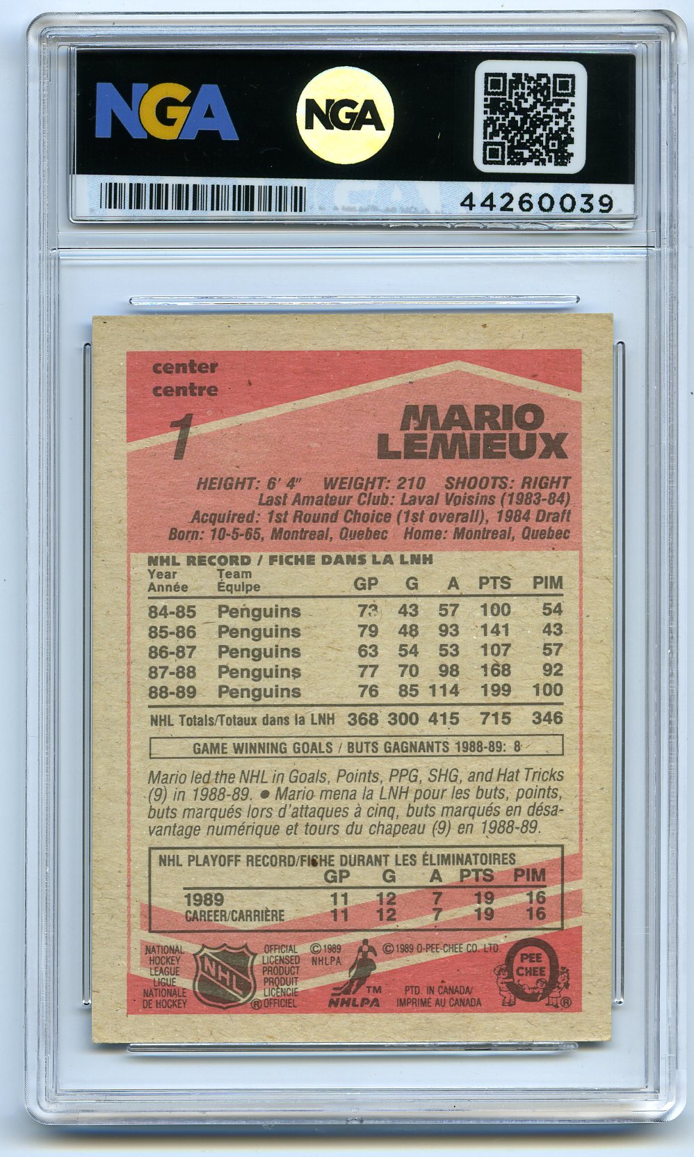 1989-90 O-Pee-Chee #1 Mario Lemieux Other 8