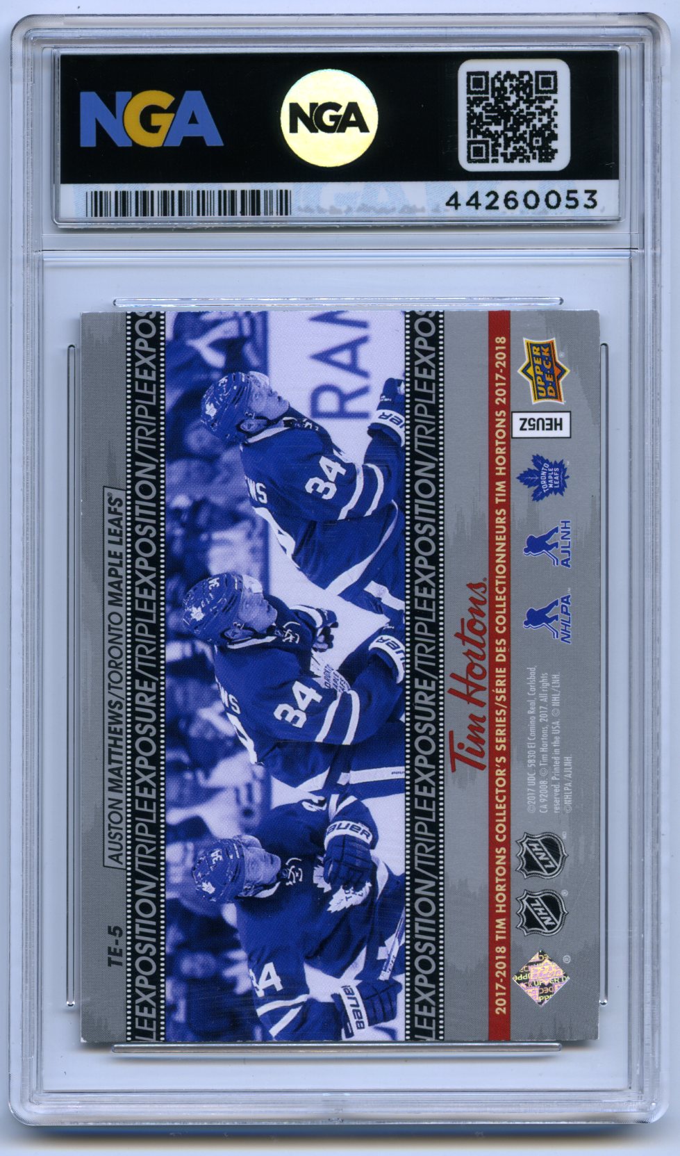 2017-18 Upper Deck Tim Hortons #TE-5 Auston Matthews Triple Exposure Other 9.5