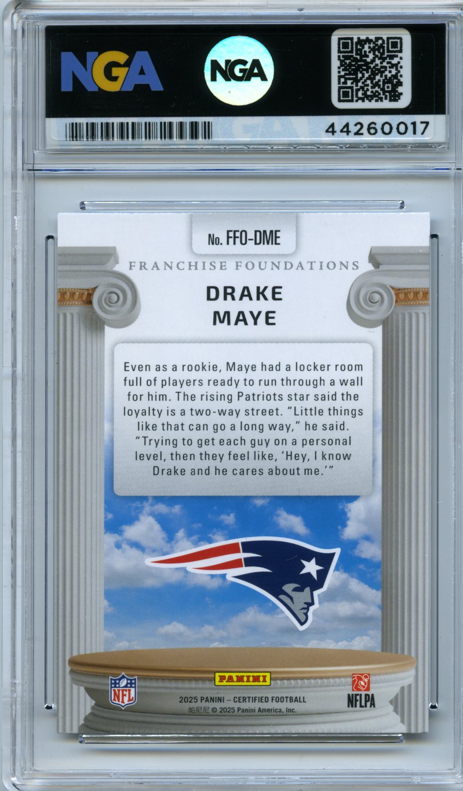 2025 Panini Certified #FFO-DME Drake Maye Franchise Foundations Other 10