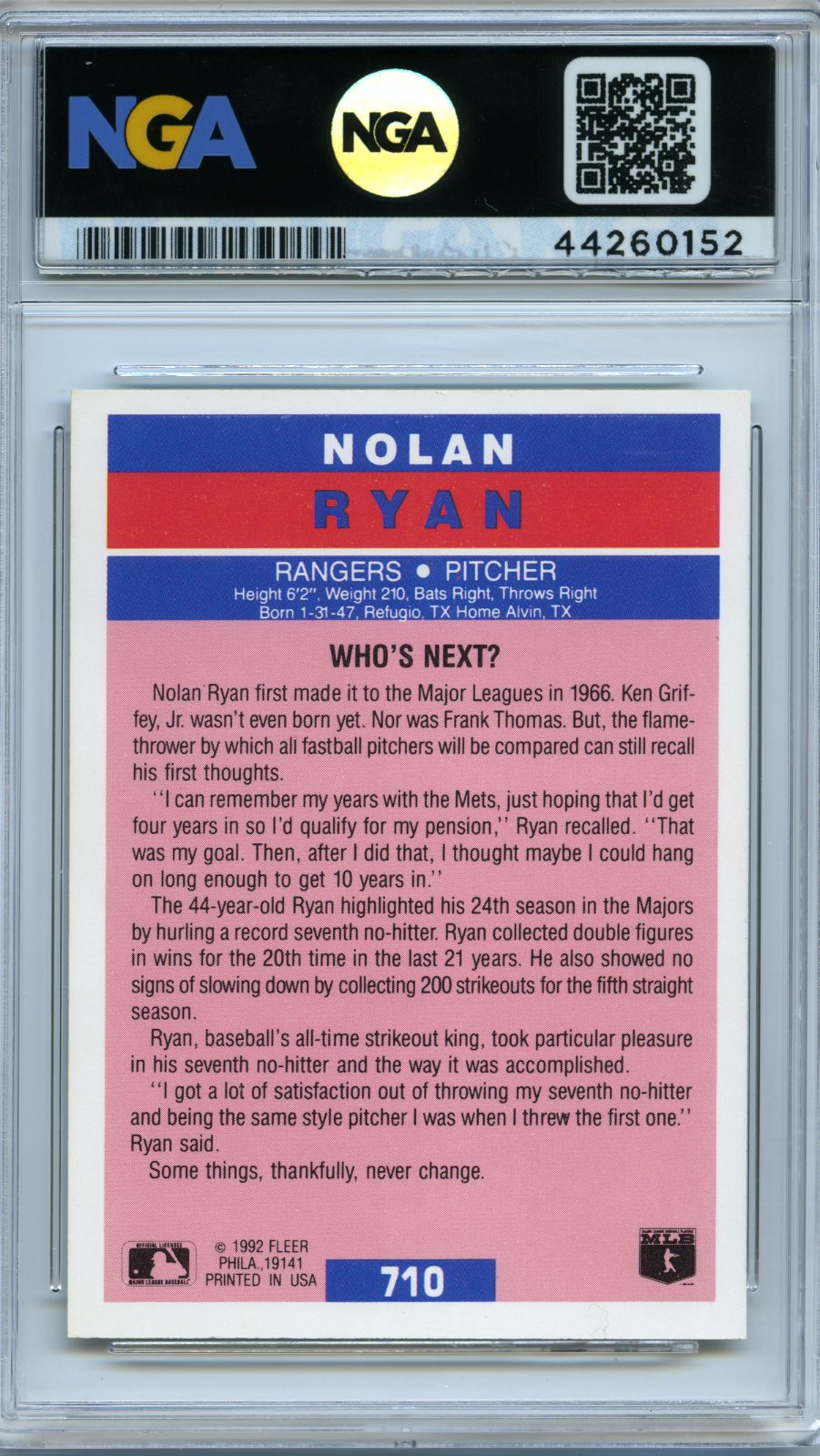 1992 Fleer #710 Nolan Ryan Other 10
