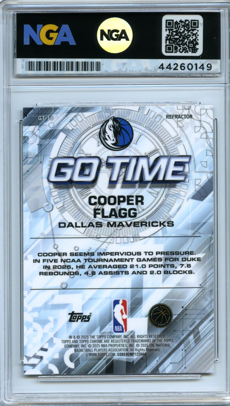 2025-26 Topps Chrome #GT-16 Cooper Flagg Go Time Other 10