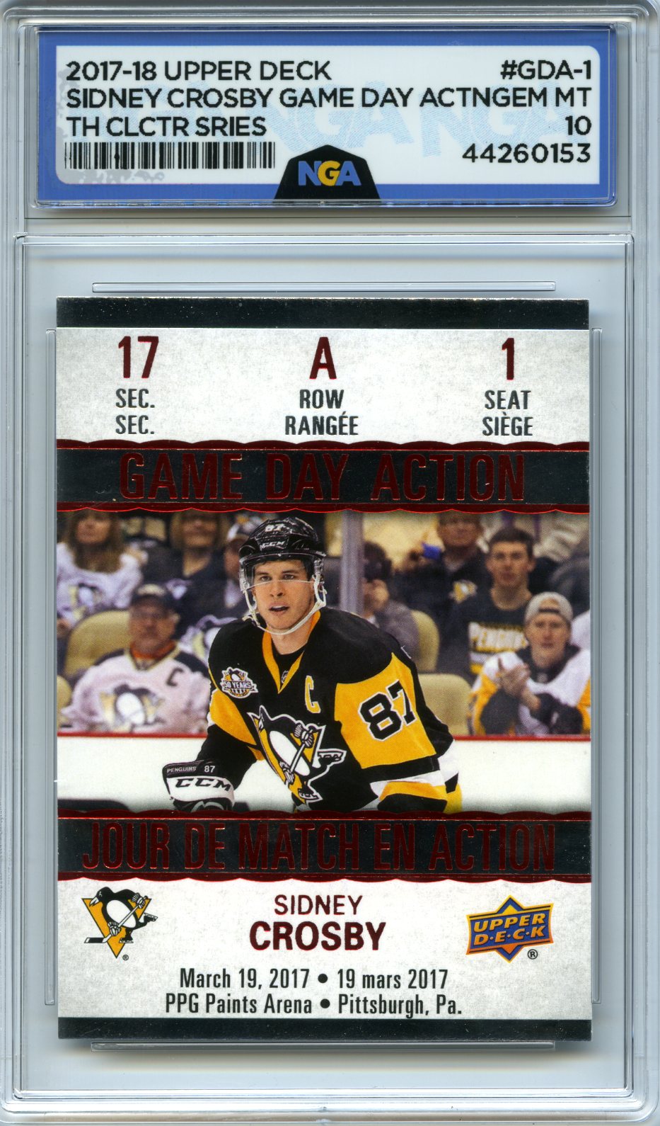 2017-18 Upper Deck Tim Hortons #GDA-1 Sidney Crosby Game Day Action Other 10