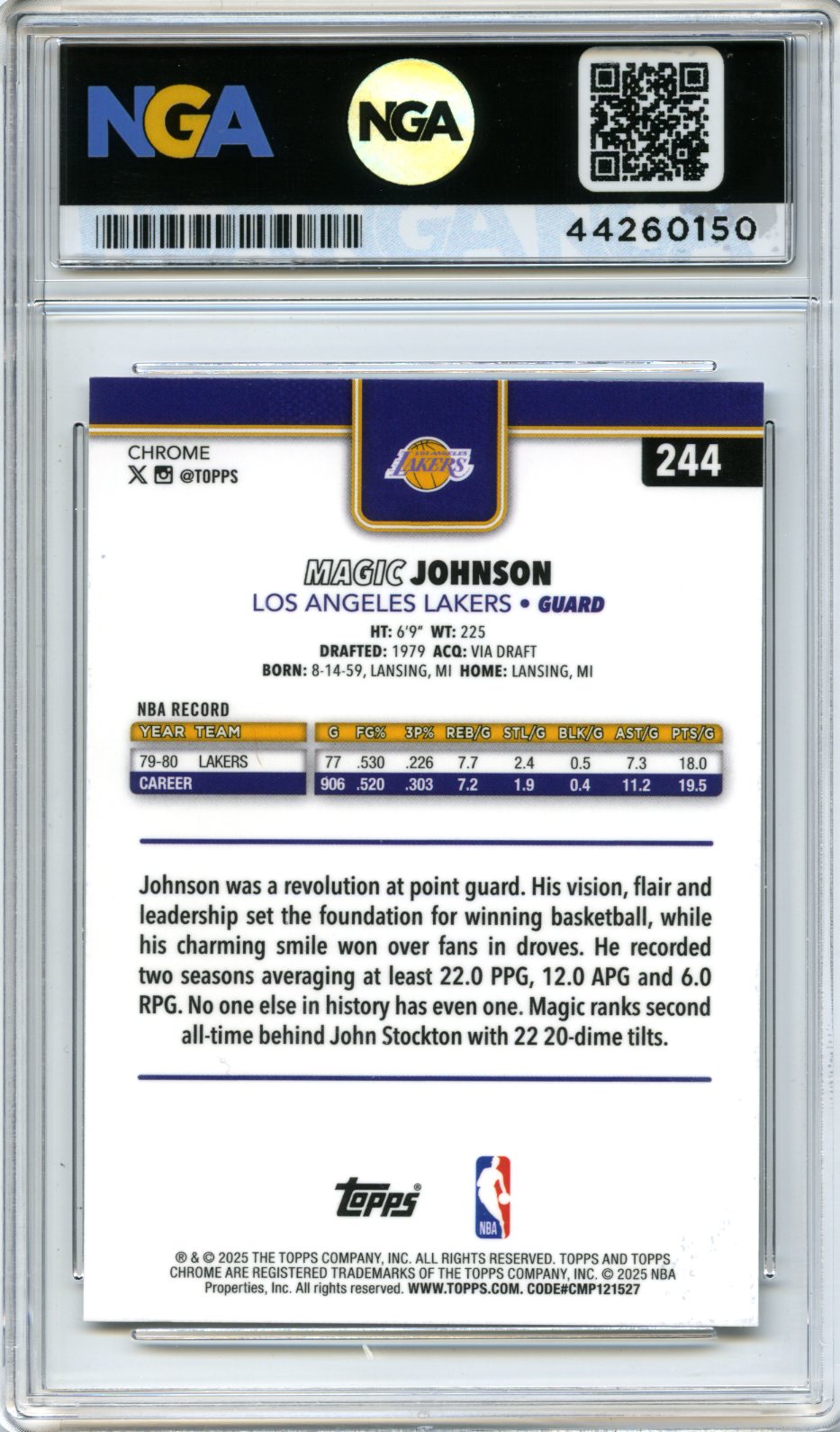2025-26 Topps Chrome #244 Magic Johnson Refractor Other 10