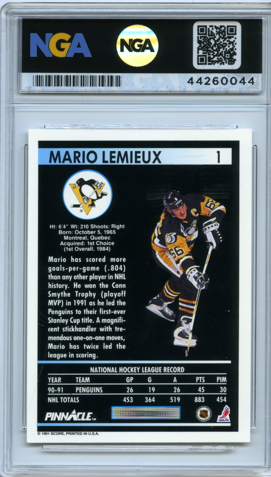 1991-92 Pinnacle #1 Mario Lemieux Other 9